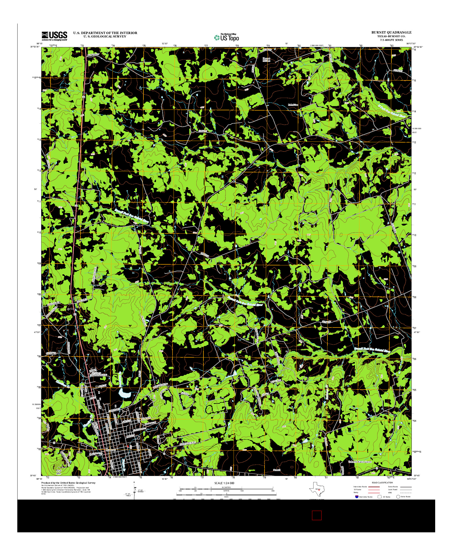 USGS US TOPO 7.5-MINUTE MAP FOR BURNET, TX 2012