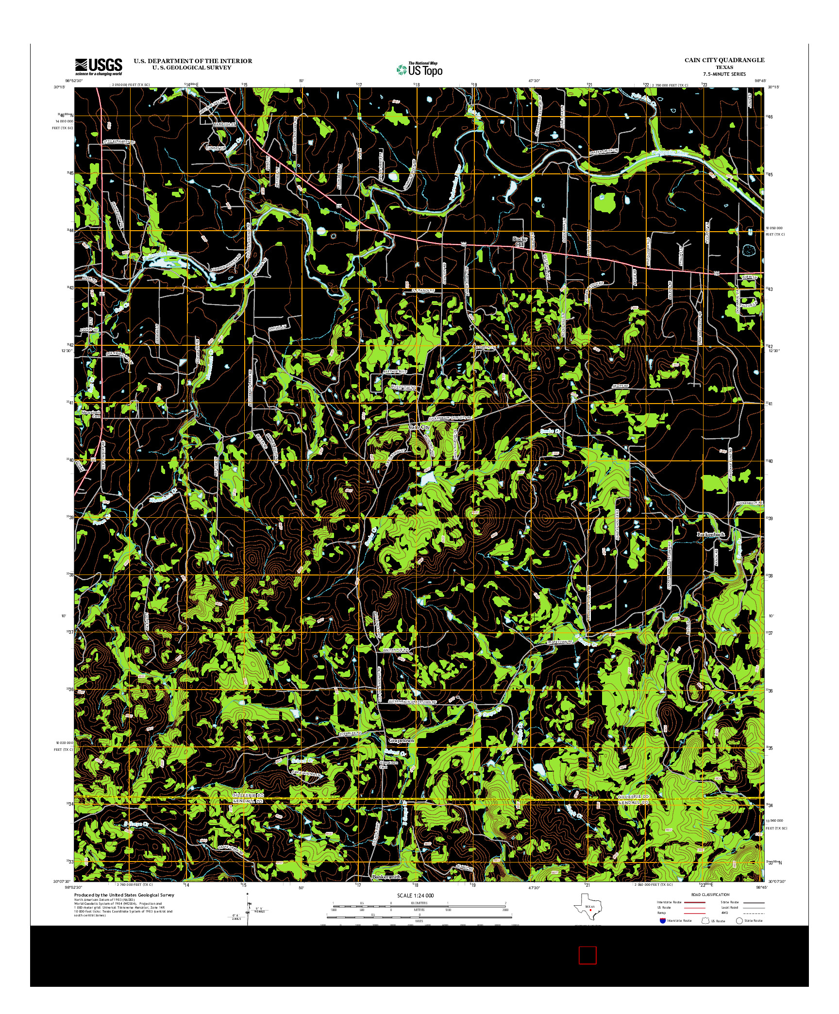 USGS US TOPO 7.5-MINUTE MAP FOR CAIN CITY, TX 2012