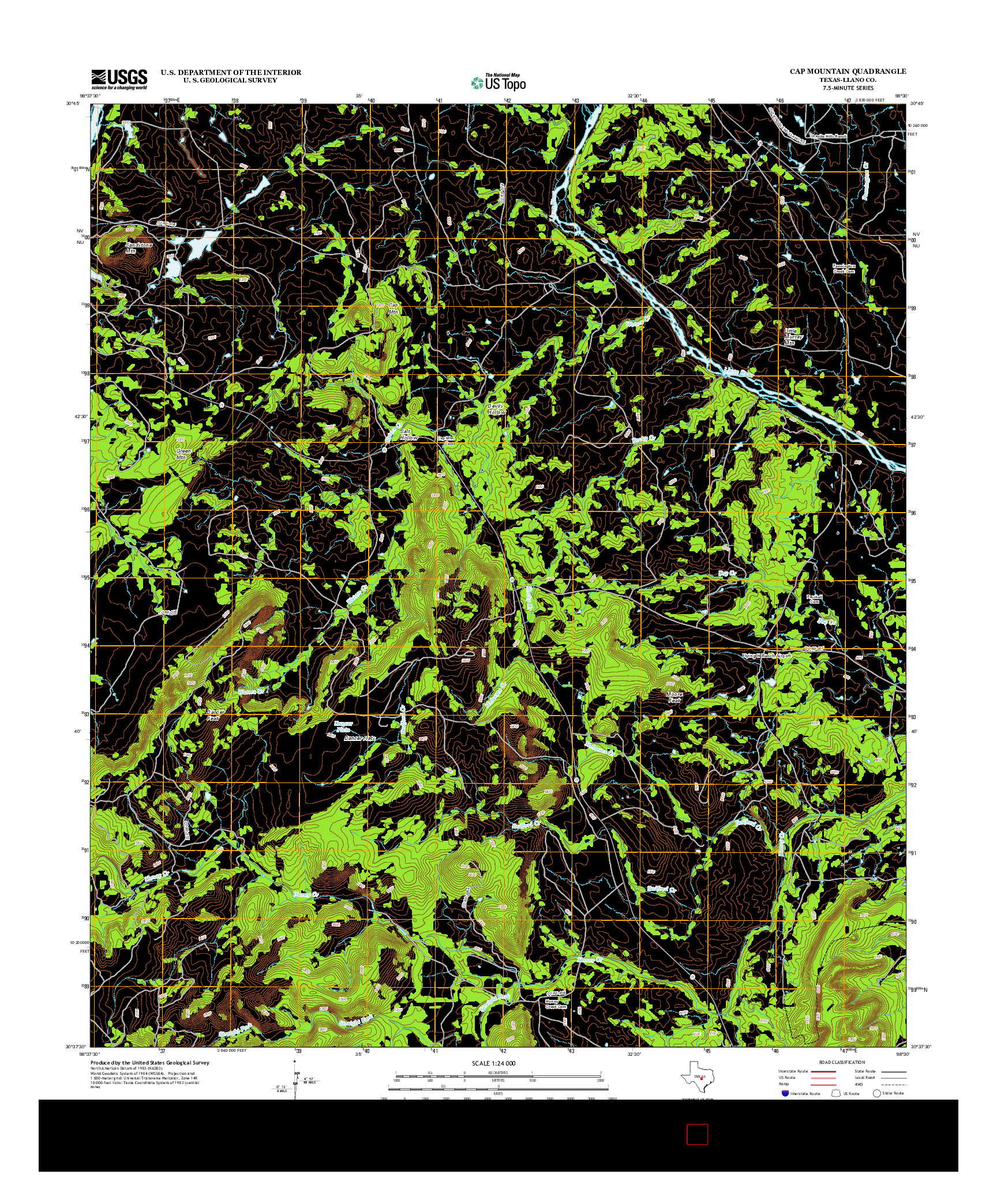 USGS US TOPO 7.5-MINUTE MAP FOR CAP MOUNTAIN, TX 2012