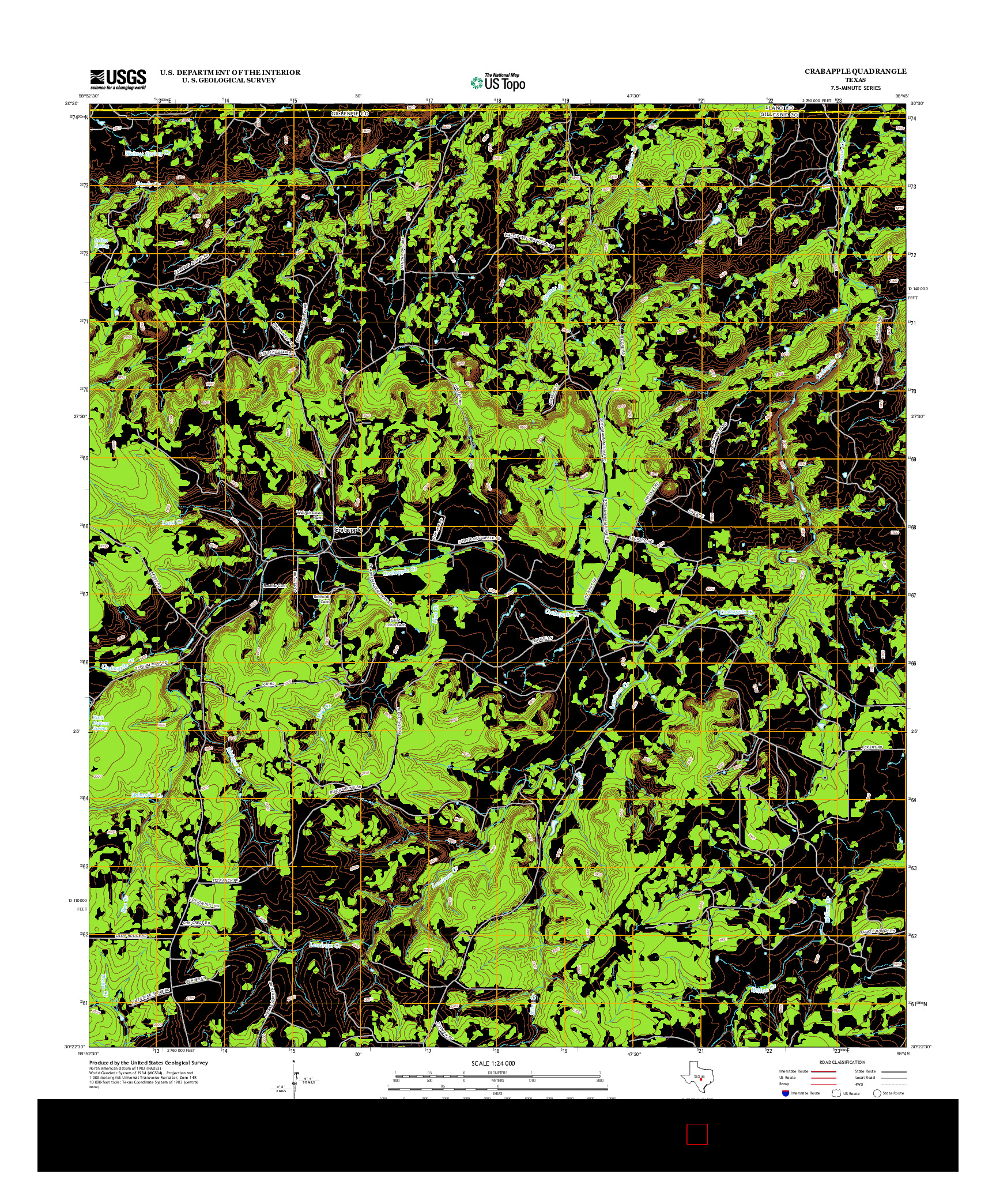 USGS US TOPO 7.5-MINUTE MAP FOR CRABAPPLE, TX 2012