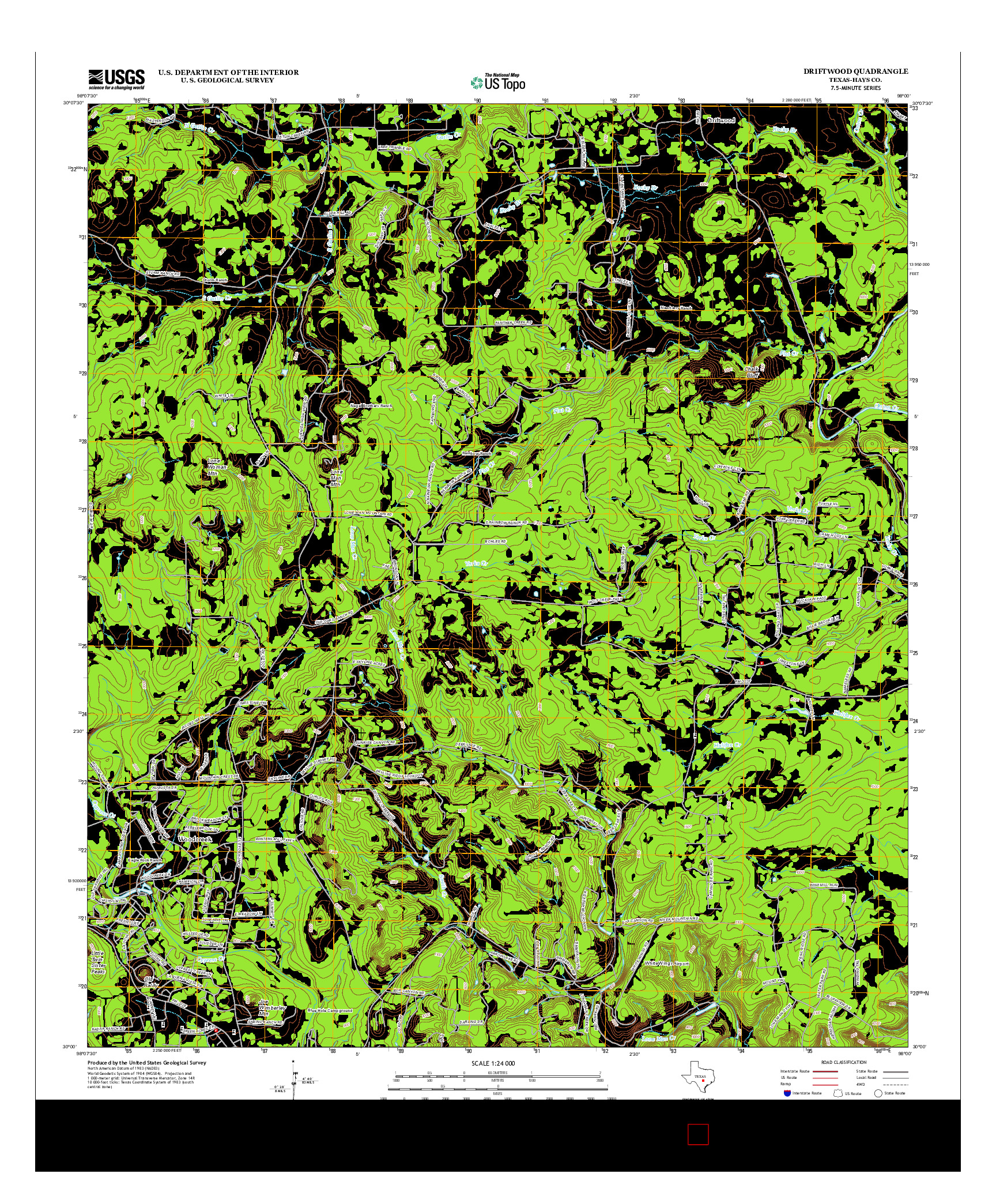 USGS US TOPO 7.5-MINUTE MAP FOR DRIFTWOOD, TX 2012
