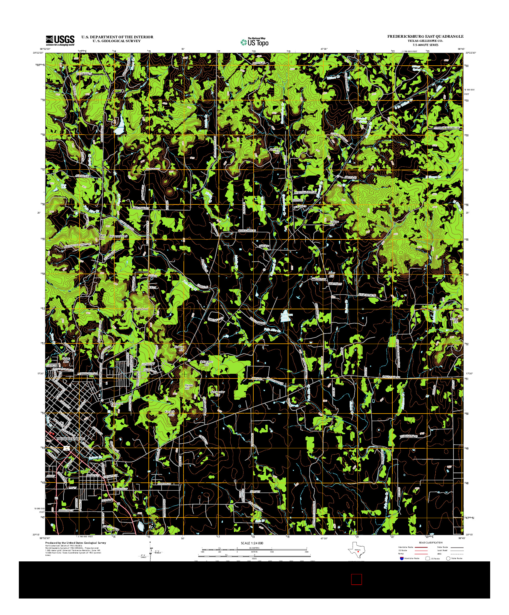 USGS US TOPO 7.5-MINUTE MAP FOR FREDERICKSBURG EAST, TX 2012