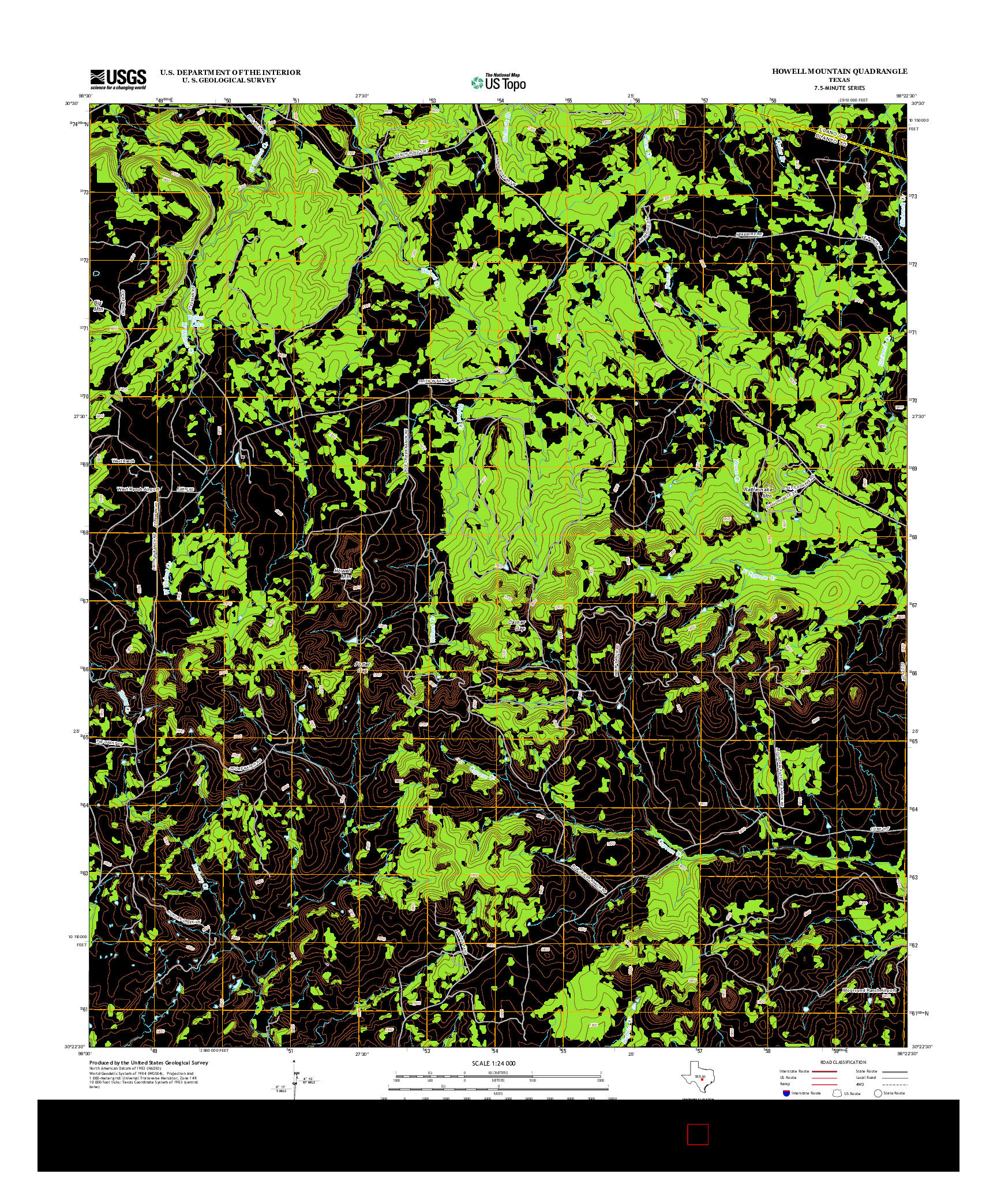 USGS US TOPO 7.5-MINUTE MAP FOR HOWELL MOUNTAIN, TX 2012