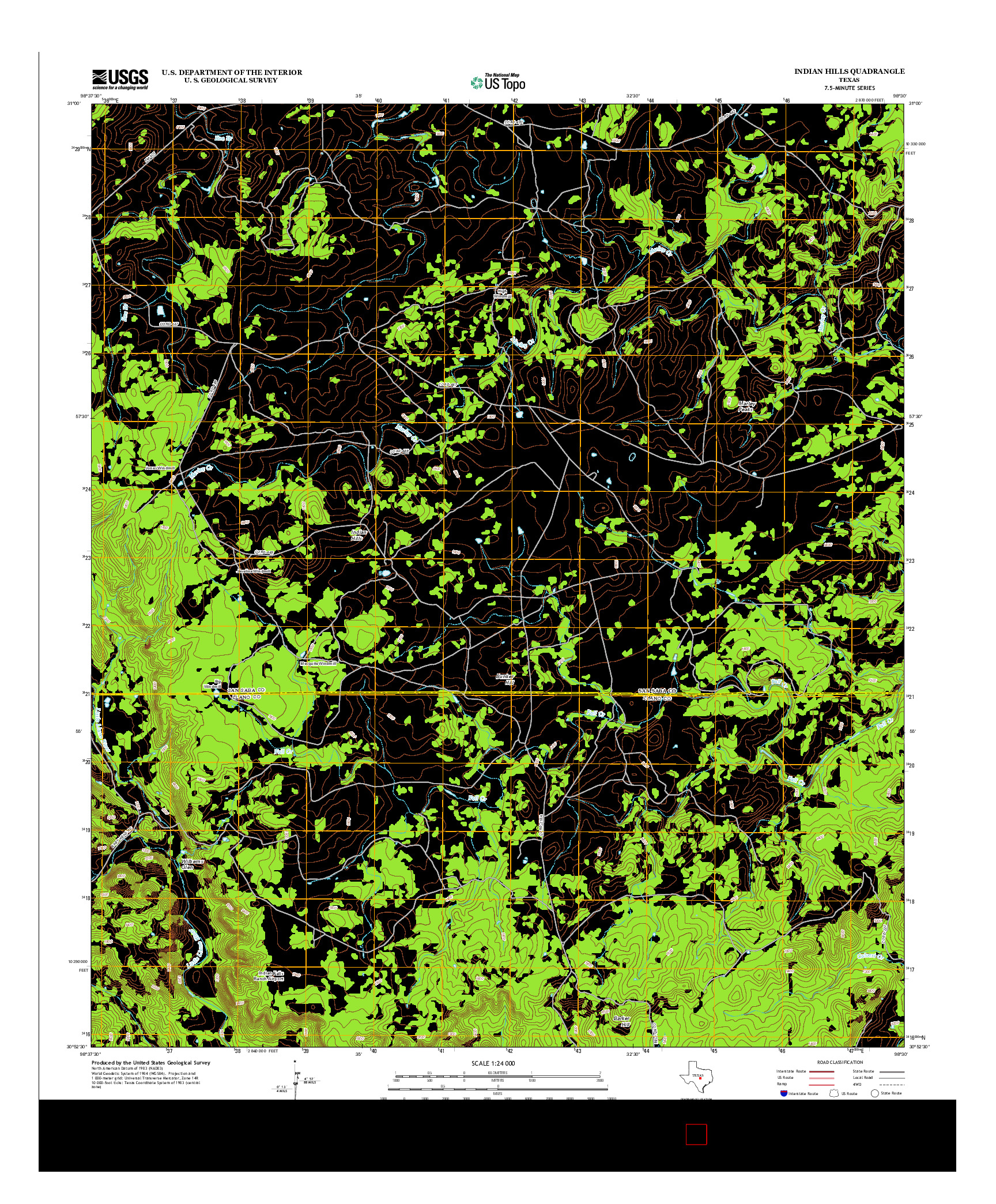 USGS US TOPO 7.5-MINUTE MAP FOR INDIAN HILLS, TX 2012