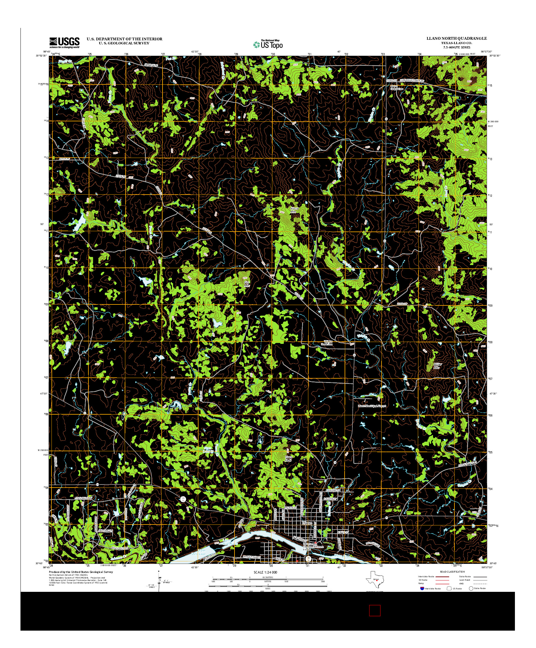 USGS US TOPO 7.5-MINUTE MAP FOR LLANO NORTH, TX 2012