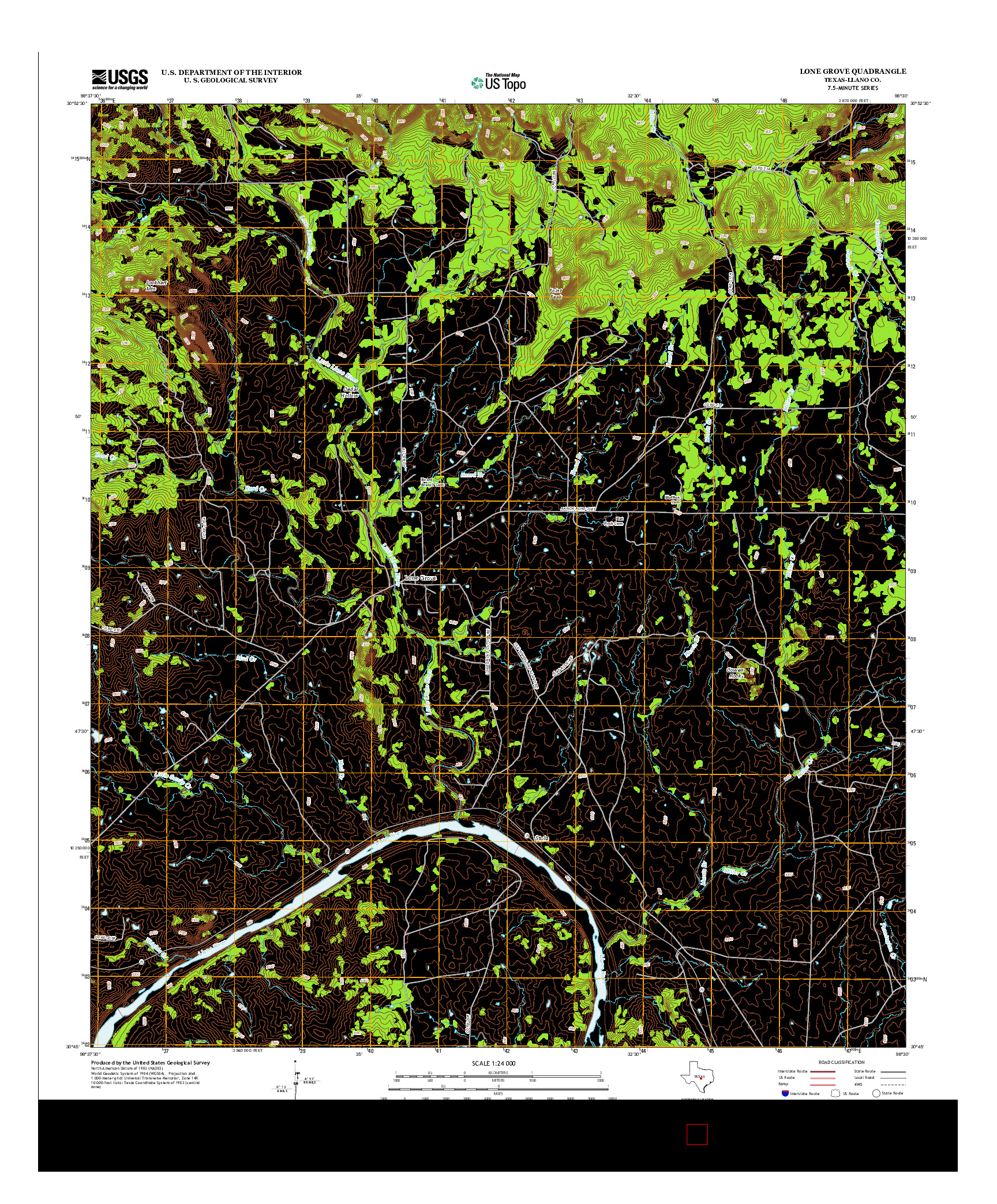 USGS US TOPO 7.5-MINUTE MAP FOR LONE GROVE, TX 2012