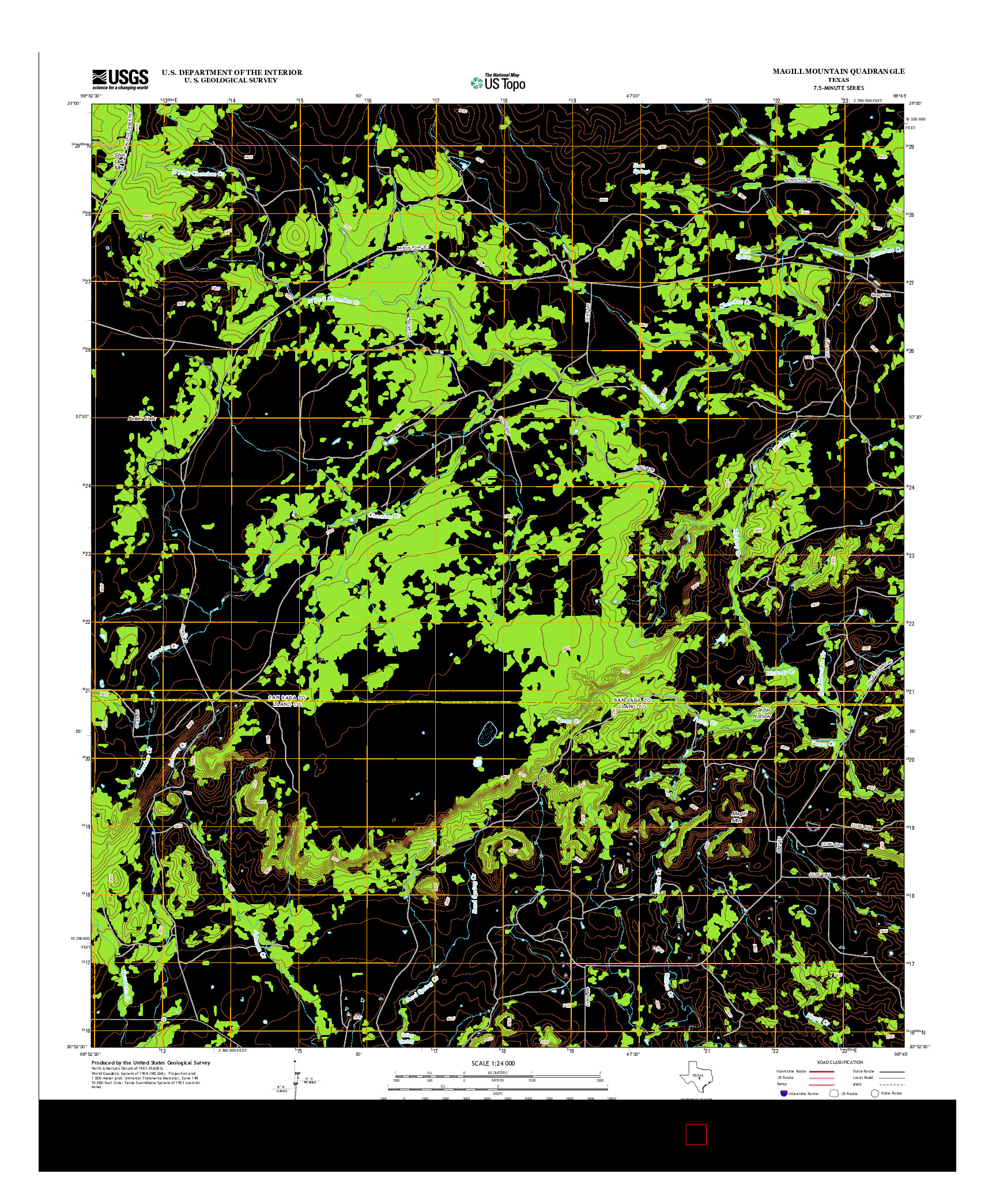 USGS US TOPO 7.5-MINUTE MAP FOR MAGILL MOUNTAIN, TX 2012