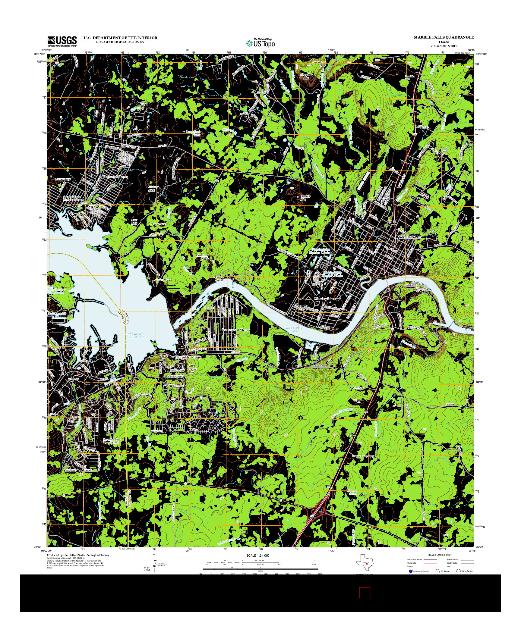 USGS US TOPO 7.5-MINUTE MAP FOR MARBLE FALLS, TX 2012