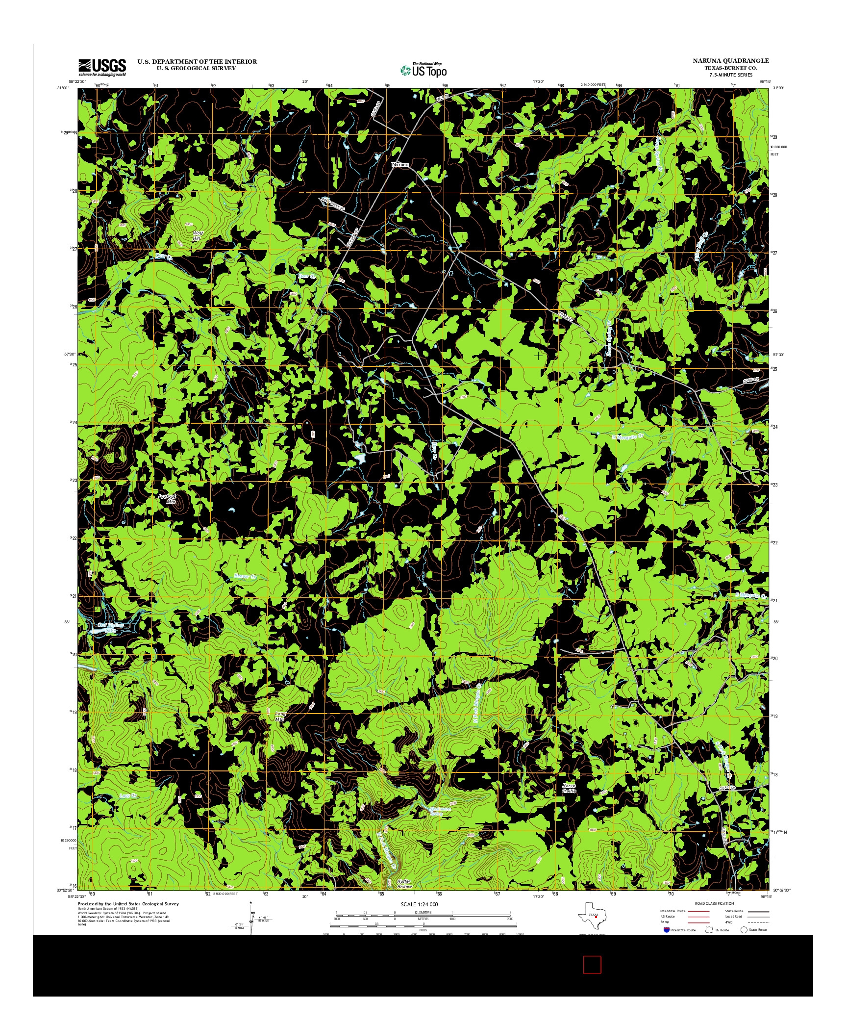 USGS US TOPO 7.5-MINUTE MAP FOR NARUNA, TX 2012