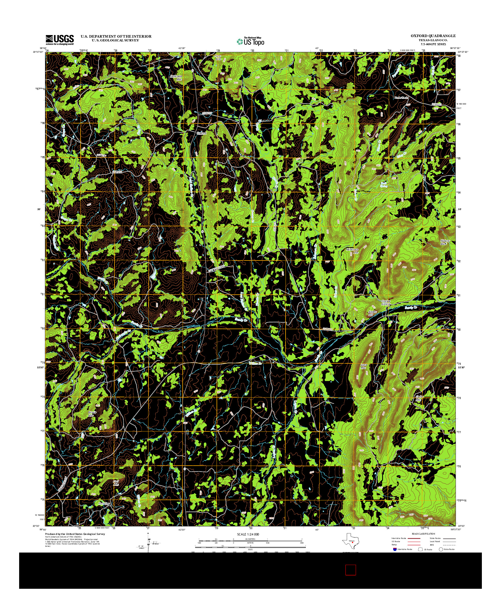 USGS US TOPO 7.5-MINUTE MAP FOR OXFORD, TX 2012