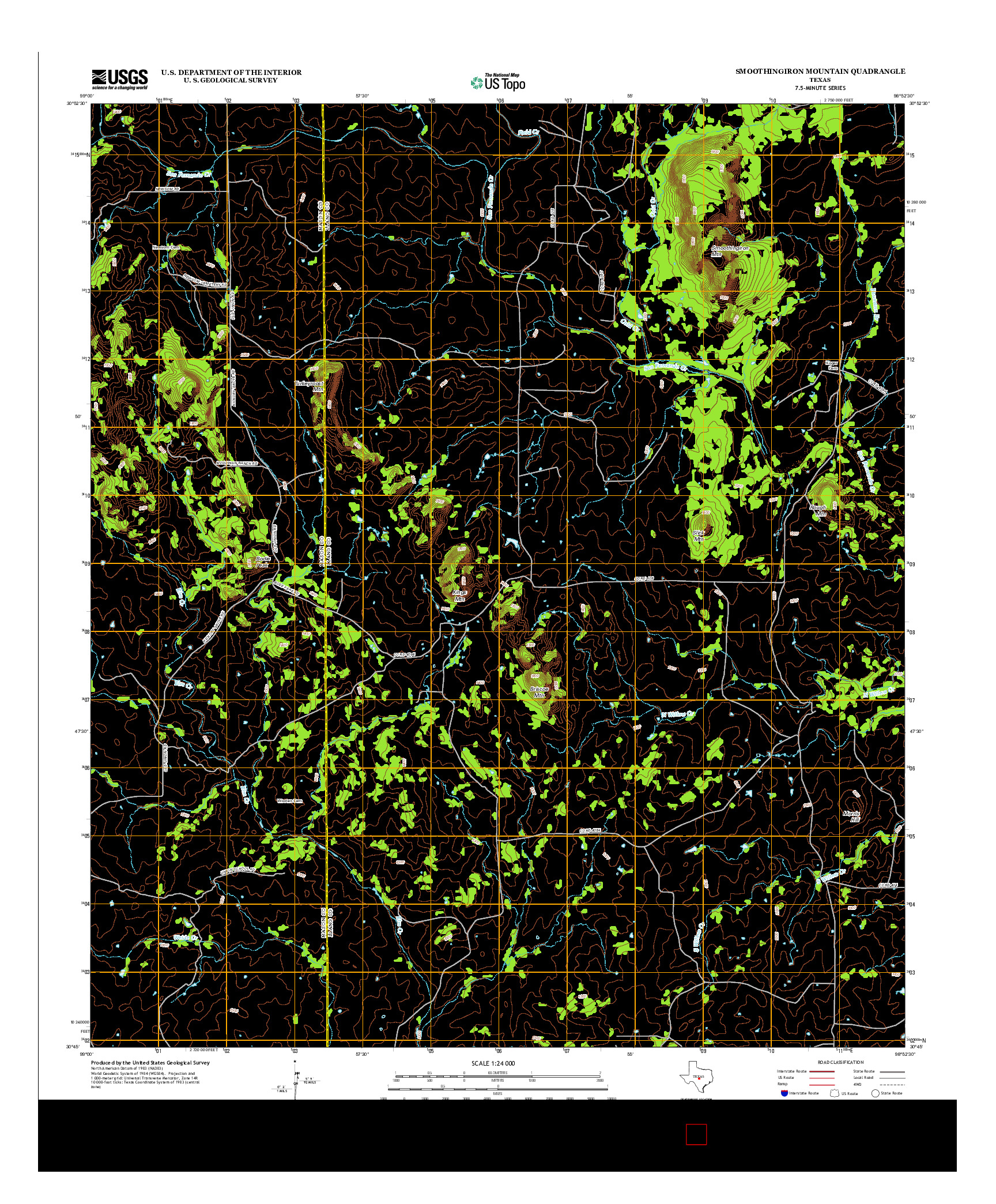 USGS US TOPO 7.5-MINUTE MAP FOR SMOOTHINGIRON MOUNTAIN, TX 2012