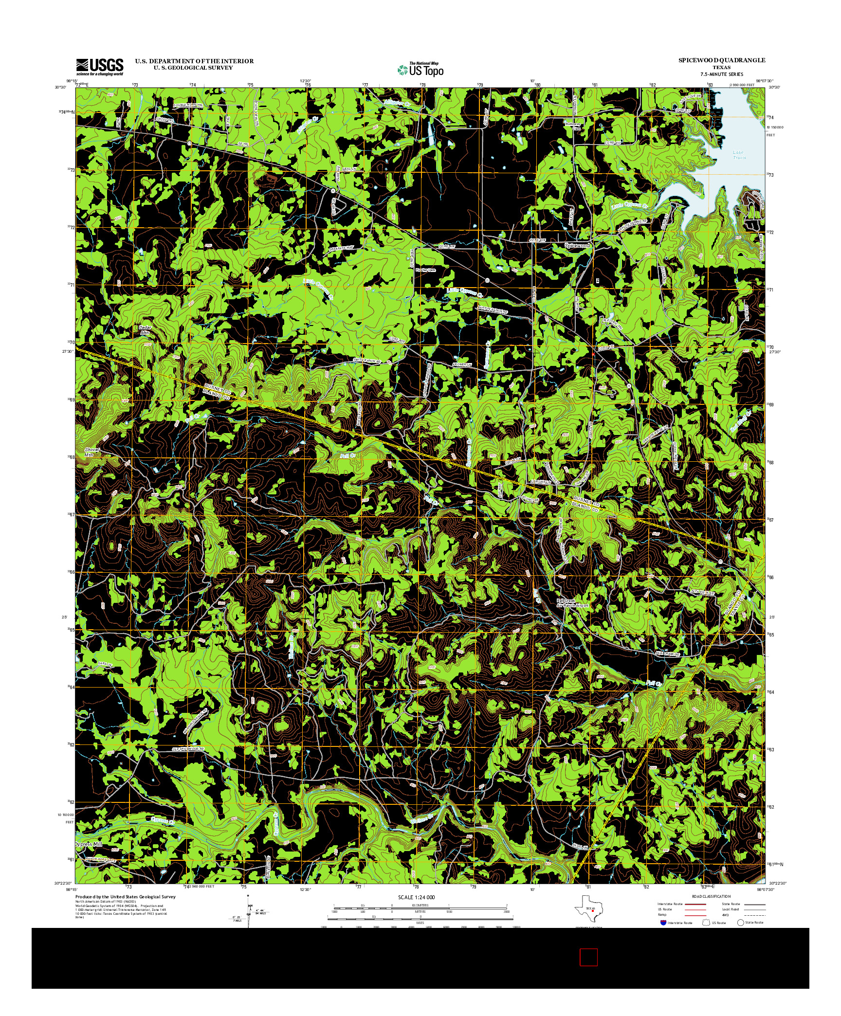 USGS US TOPO 7.5-MINUTE MAP FOR SPICEWOOD, TX 2012