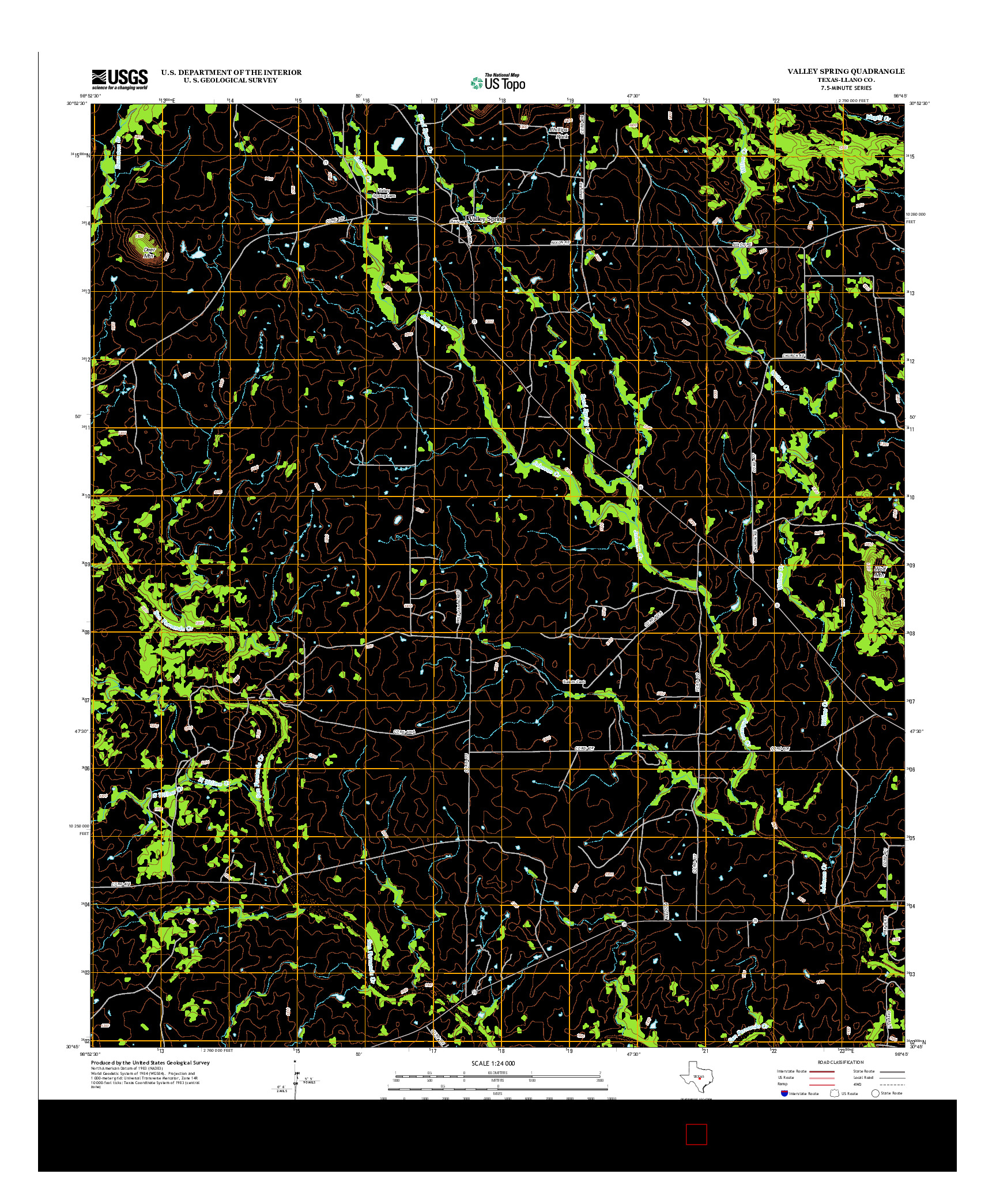 USGS US TOPO 7.5-MINUTE MAP FOR VALLEY SPRING, TX 2012