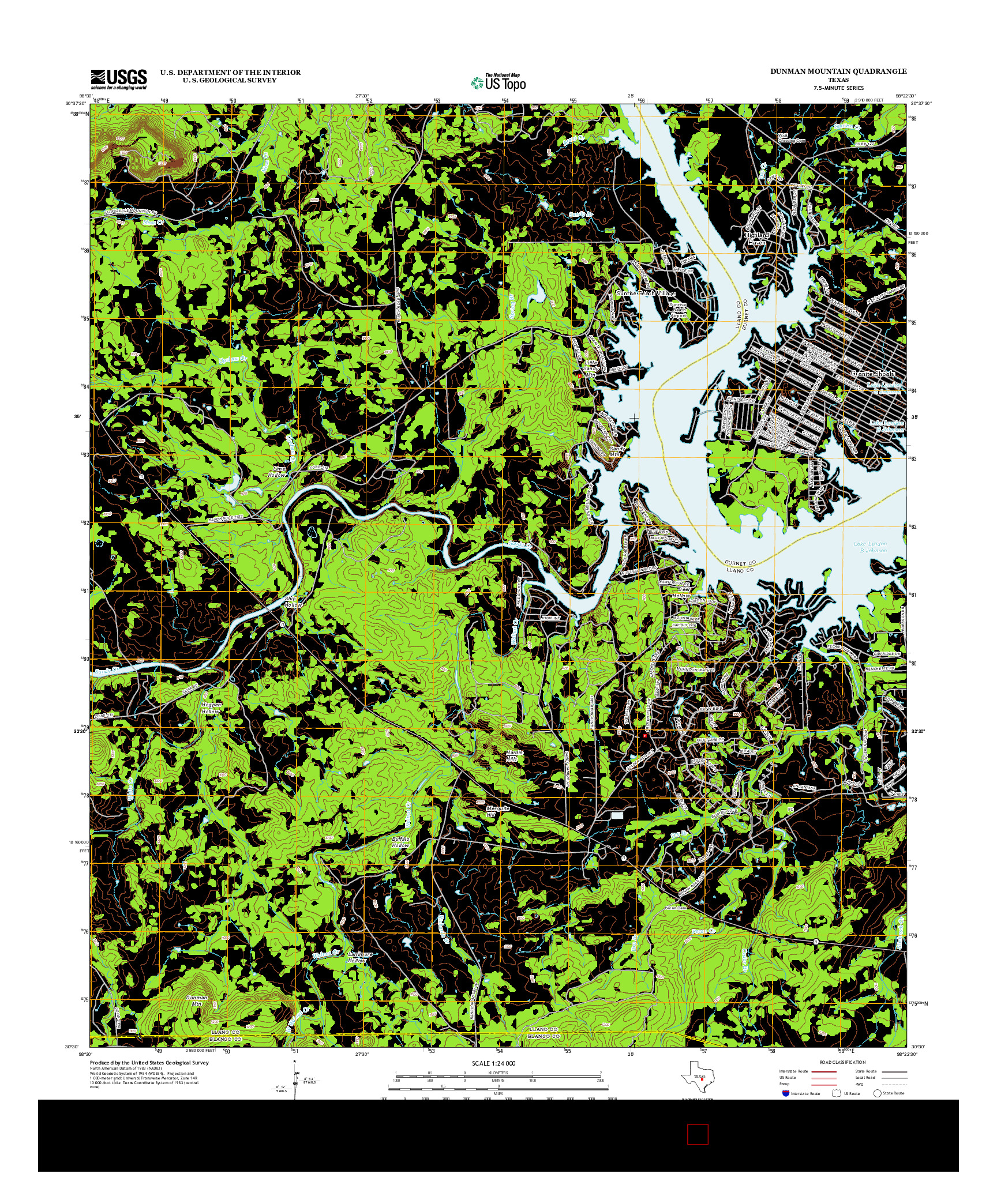 USGS US TOPO 7.5-MINUTE MAP FOR DUNMAN MOUNTAIN, TX 2012