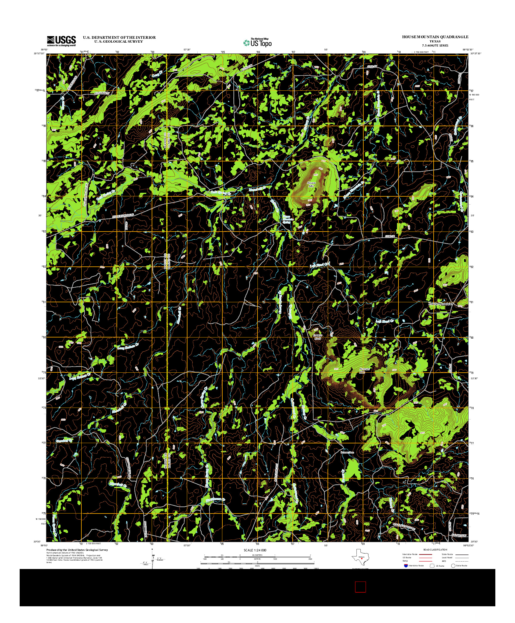 USGS US TOPO 7.5-MINUTE MAP FOR HOUSE MOUNTAIN, TX 2012