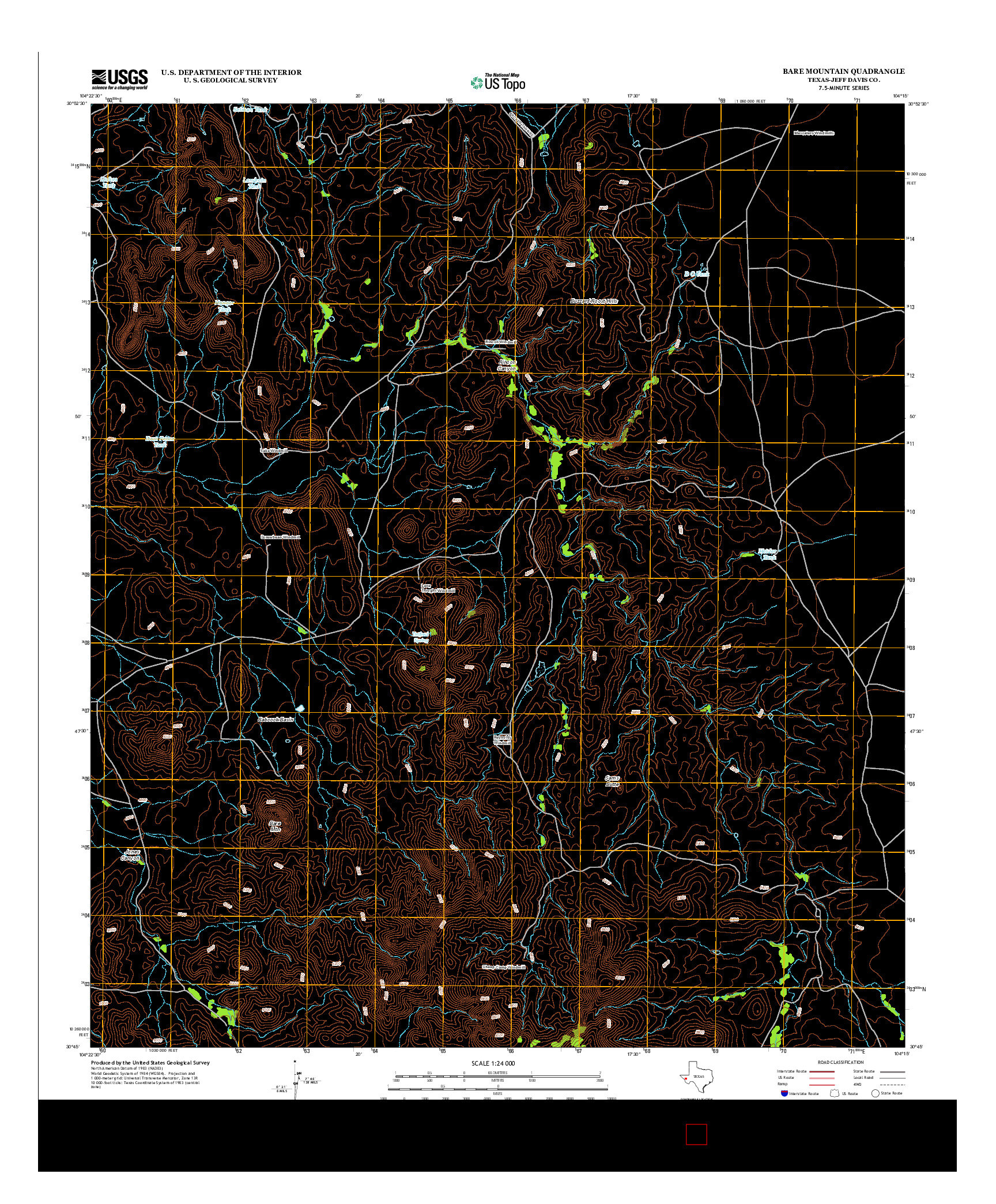 USGS US TOPO 7.5-MINUTE MAP FOR BARE MOUNTAIN, TX 2012