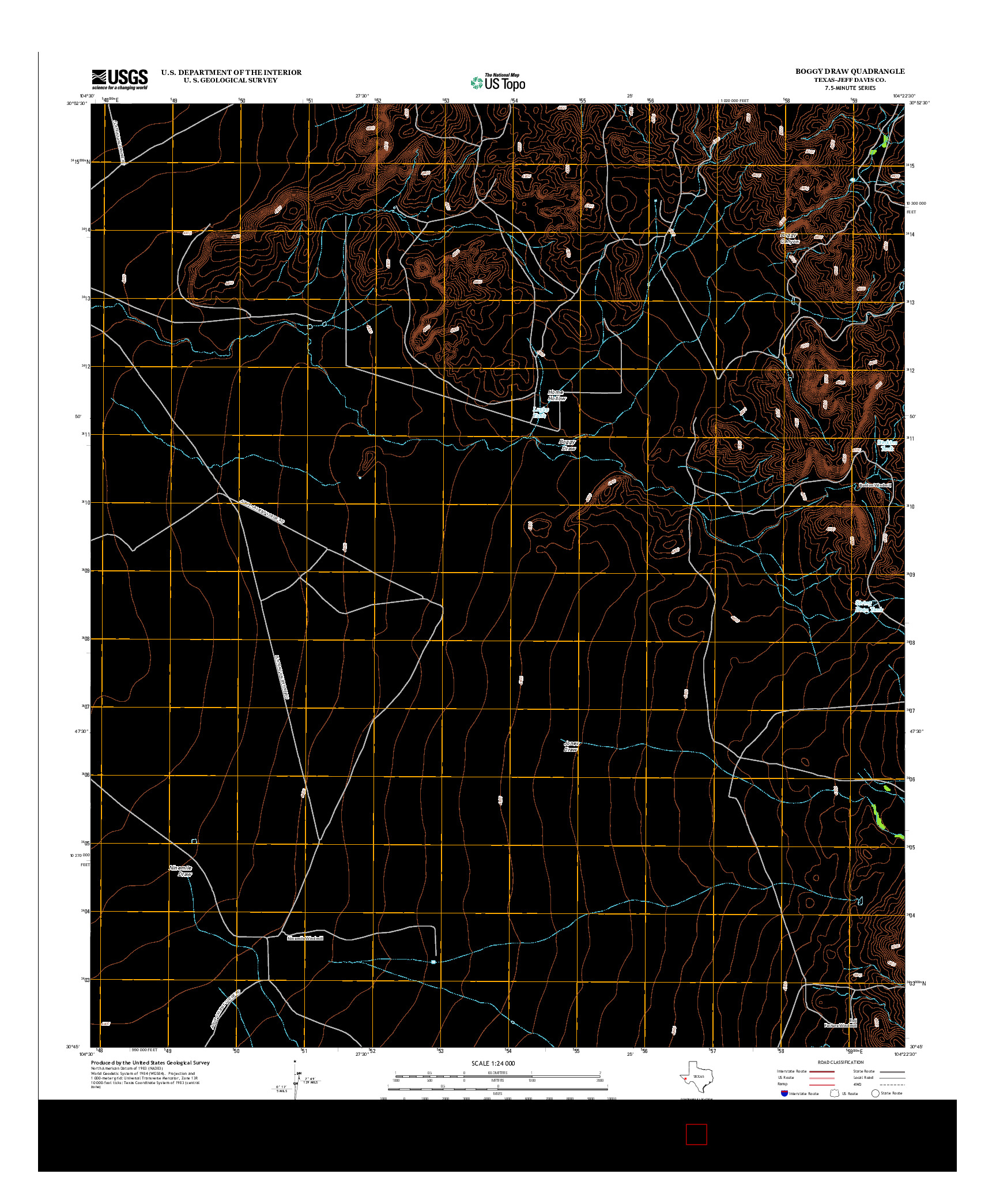 USGS US TOPO 7.5-MINUTE MAP FOR BOGGY DRAW, TX 2012