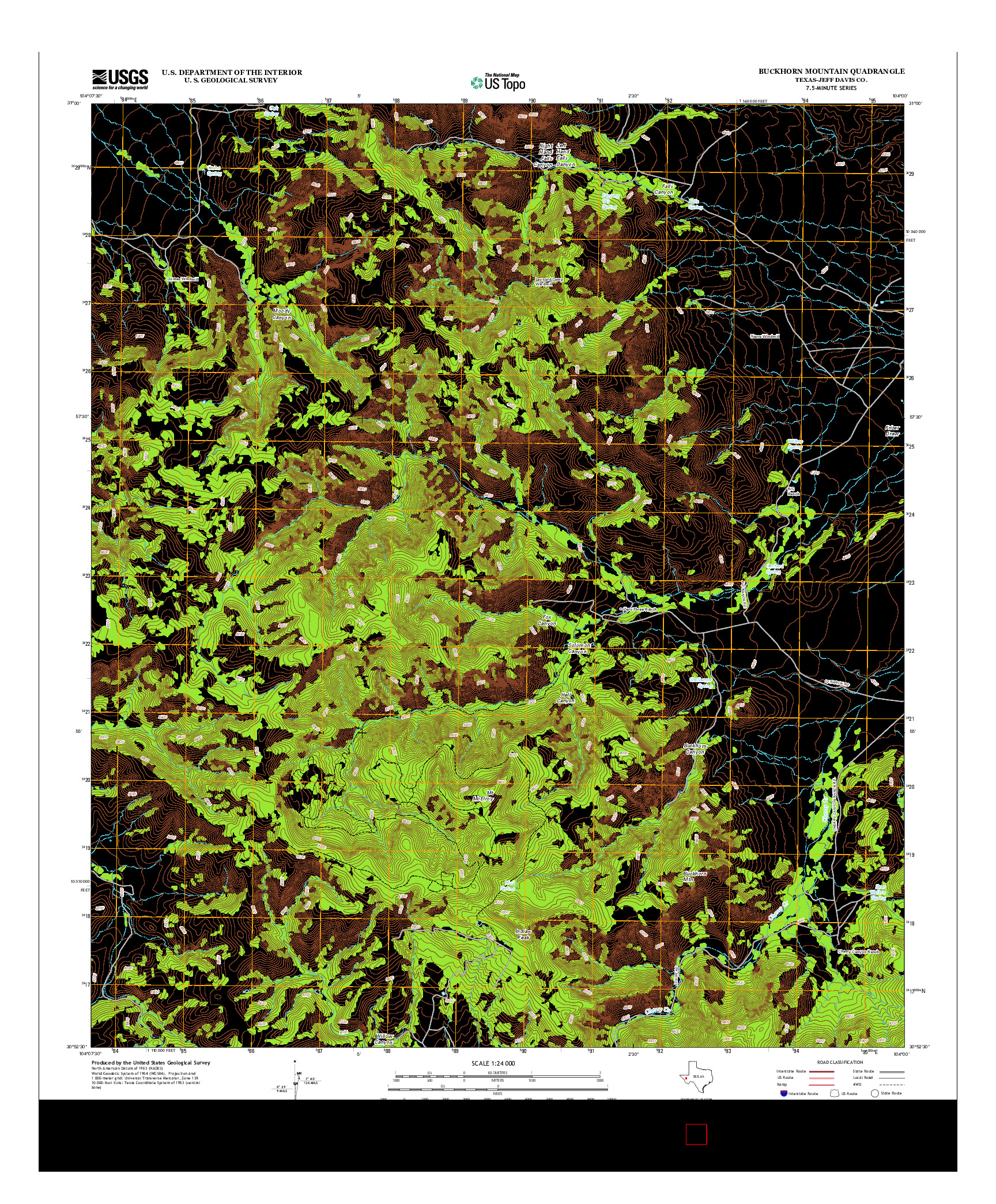USGS US TOPO 7.5-MINUTE MAP FOR BUCKHORN MOUNTAIN, TX 2012