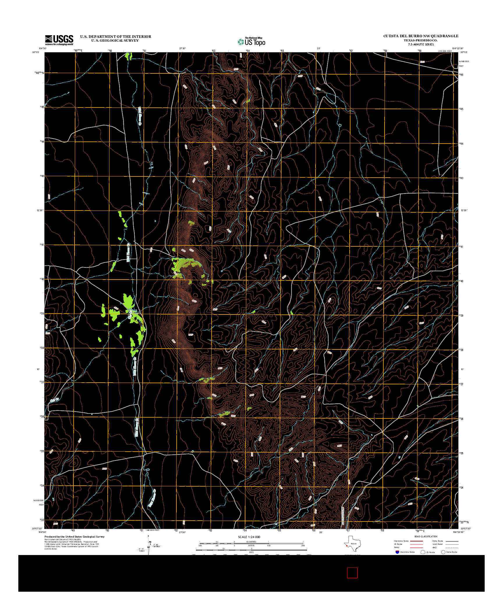 USGS US TOPO 7.5-MINUTE MAP FOR CUESTA DEL BURRO NW, TX 2012