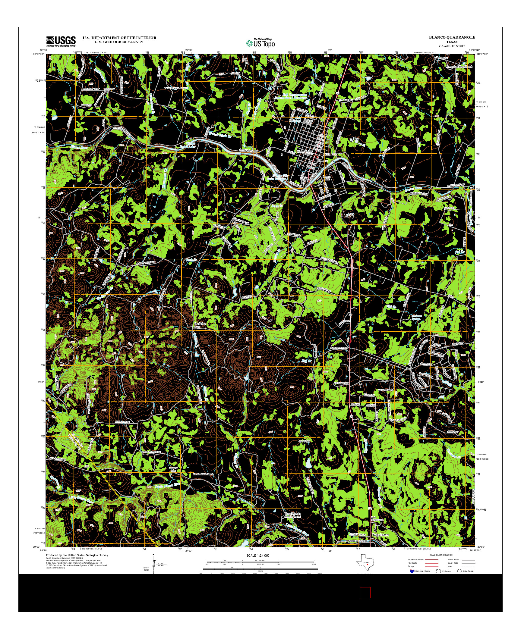 USGS US TOPO 7.5-MINUTE MAP FOR BLANCO, TX 2012