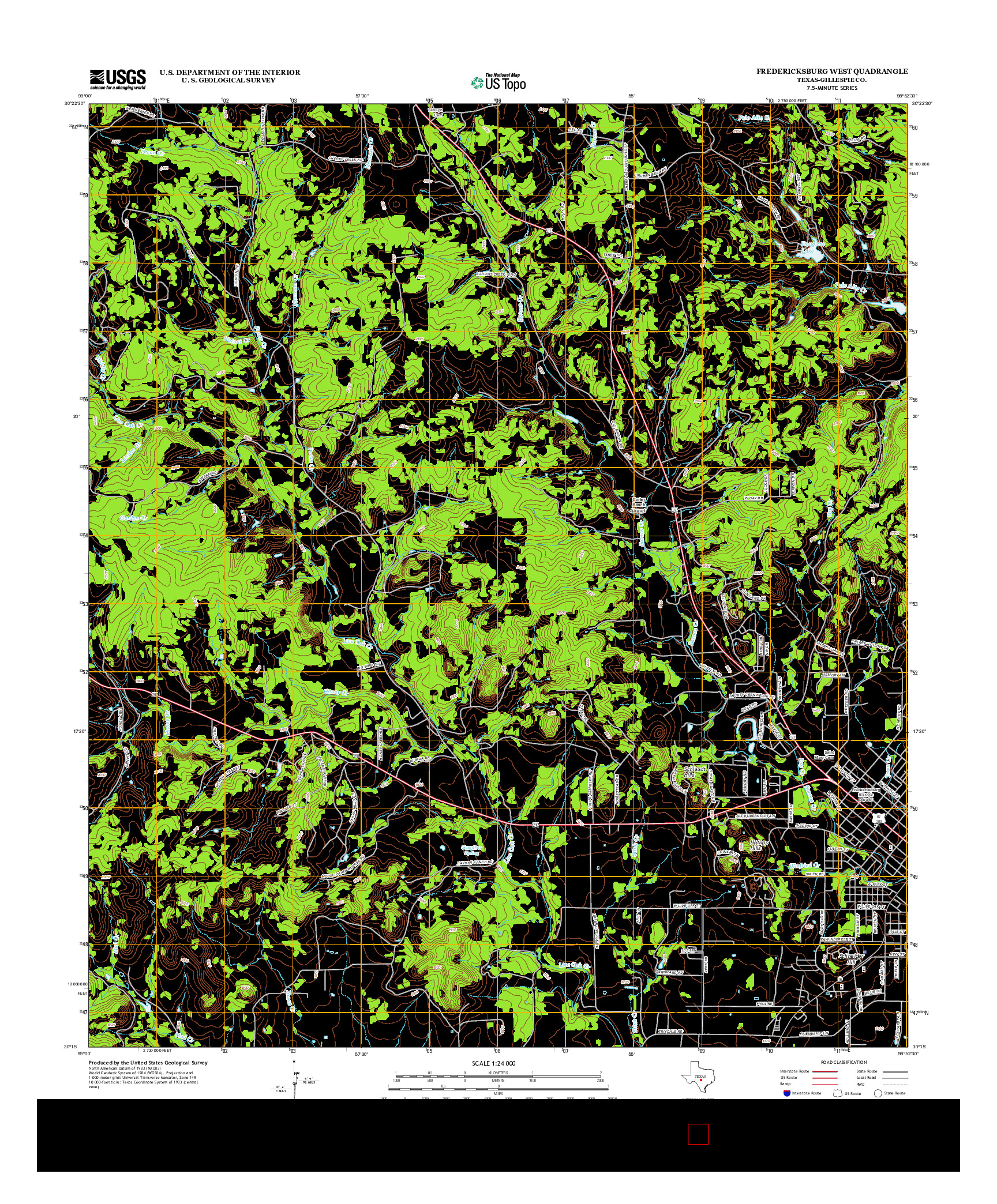 USGS US TOPO 7.5-MINUTE MAP FOR FREDERICKSBURG WEST, TX 2012