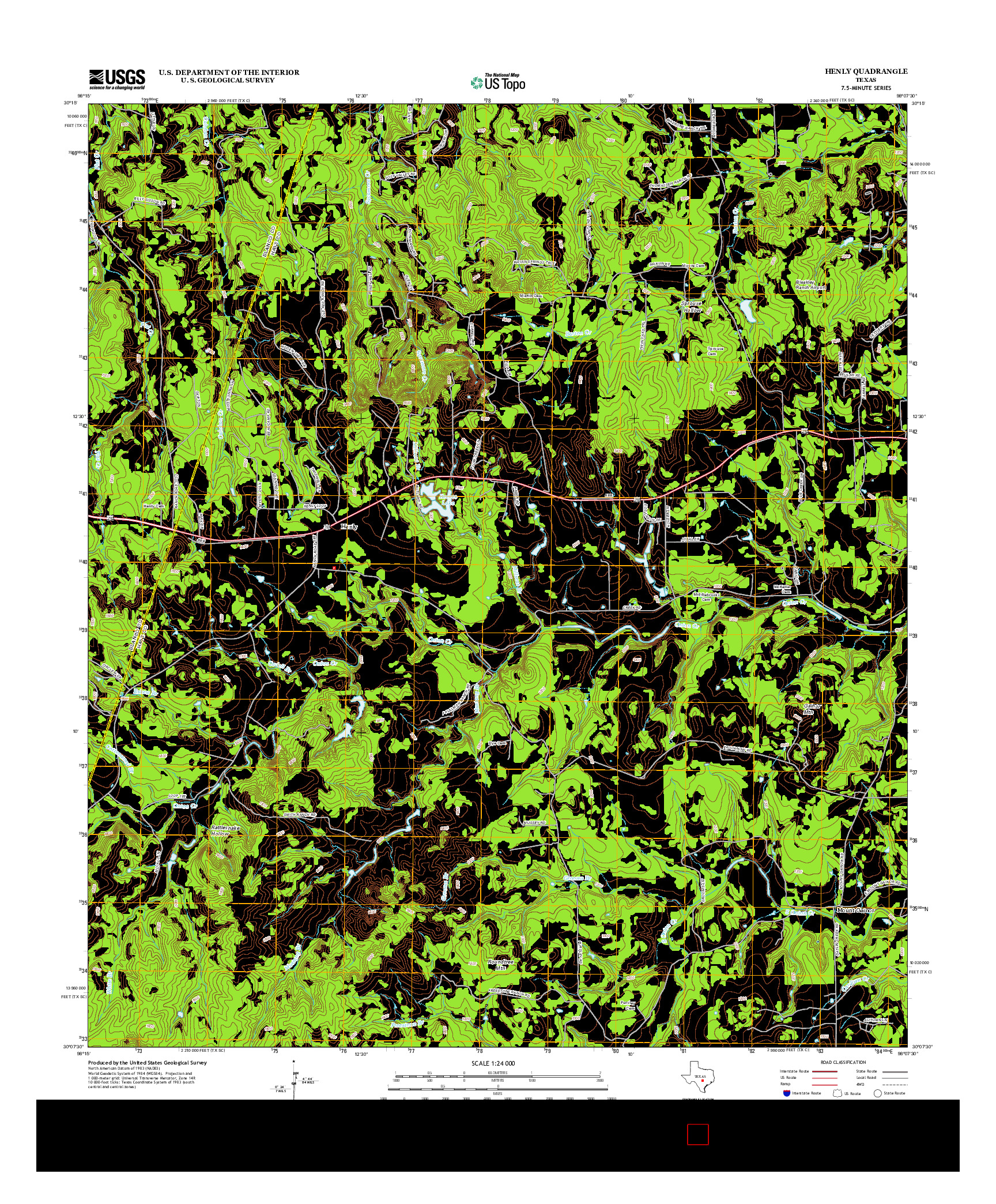USGS US TOPO 7.5-MINUTE MAP FOR HENLY, TX 2012