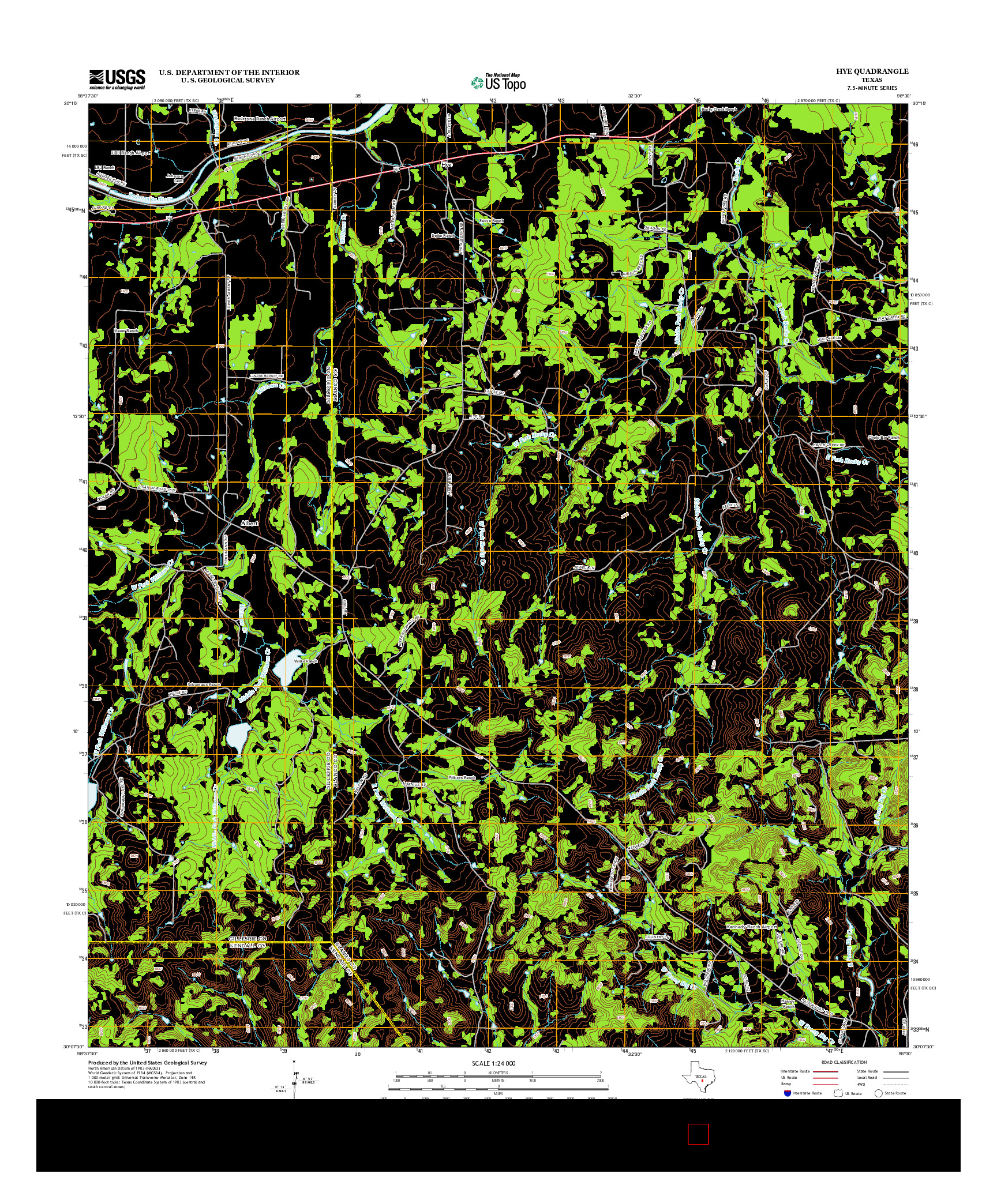 USGS US TOPO 7.5-MINUTE MAP FOR HYE, TX 2012