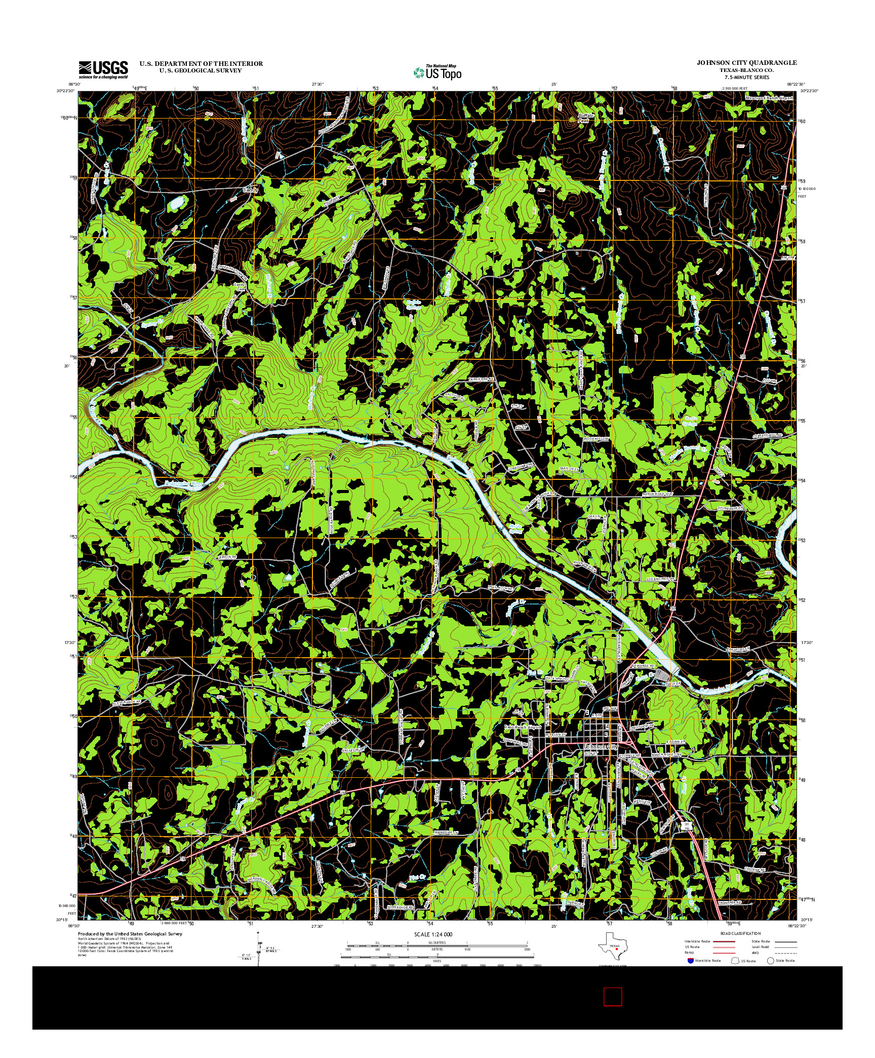 USGS US TOPO 7.5-MINUTE MAP FOR JOHNSON CITY, TX 2012