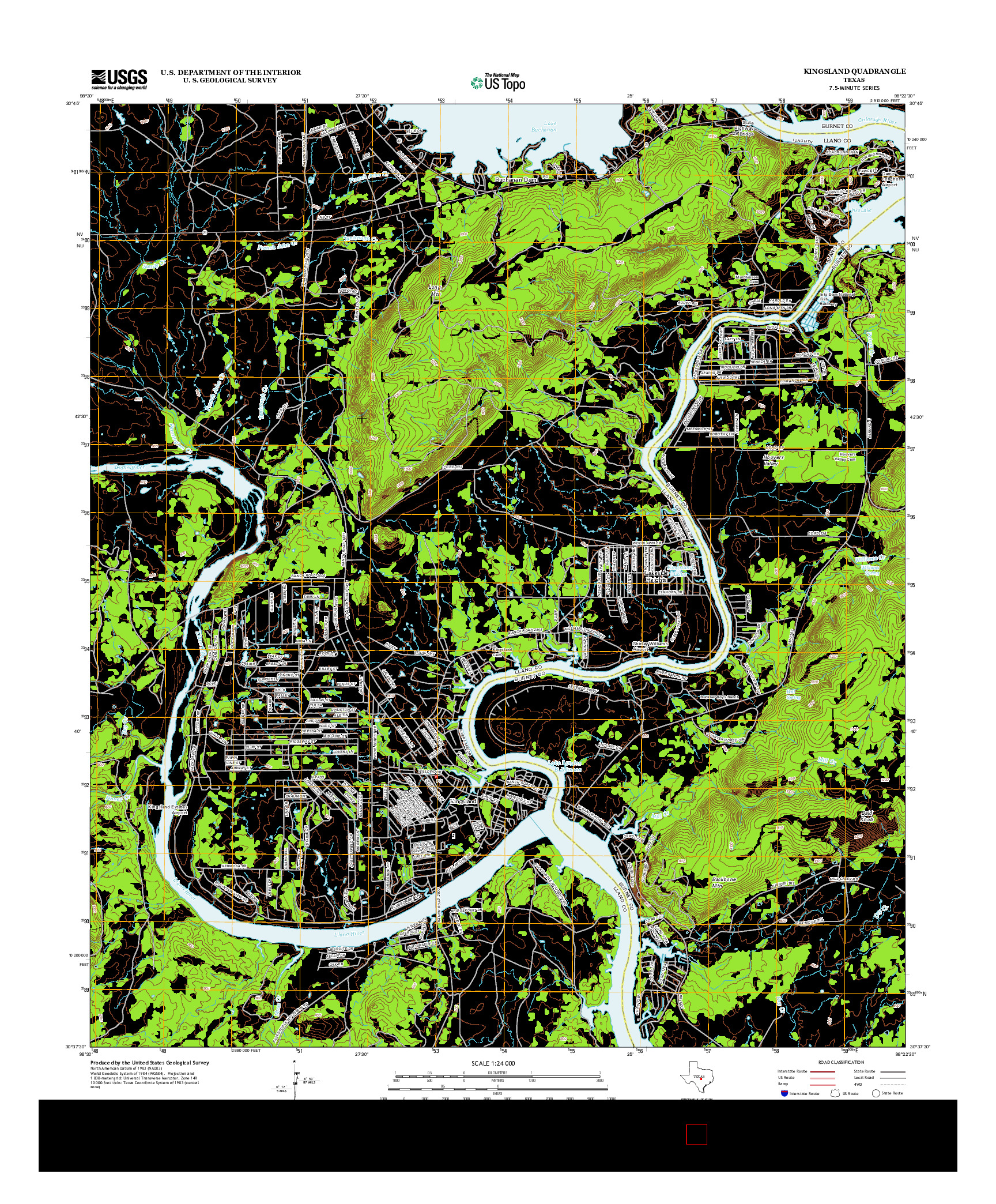 USGS US TOPO 7.5-MINUTE MAP FOR KINGSLAND, TX 2012