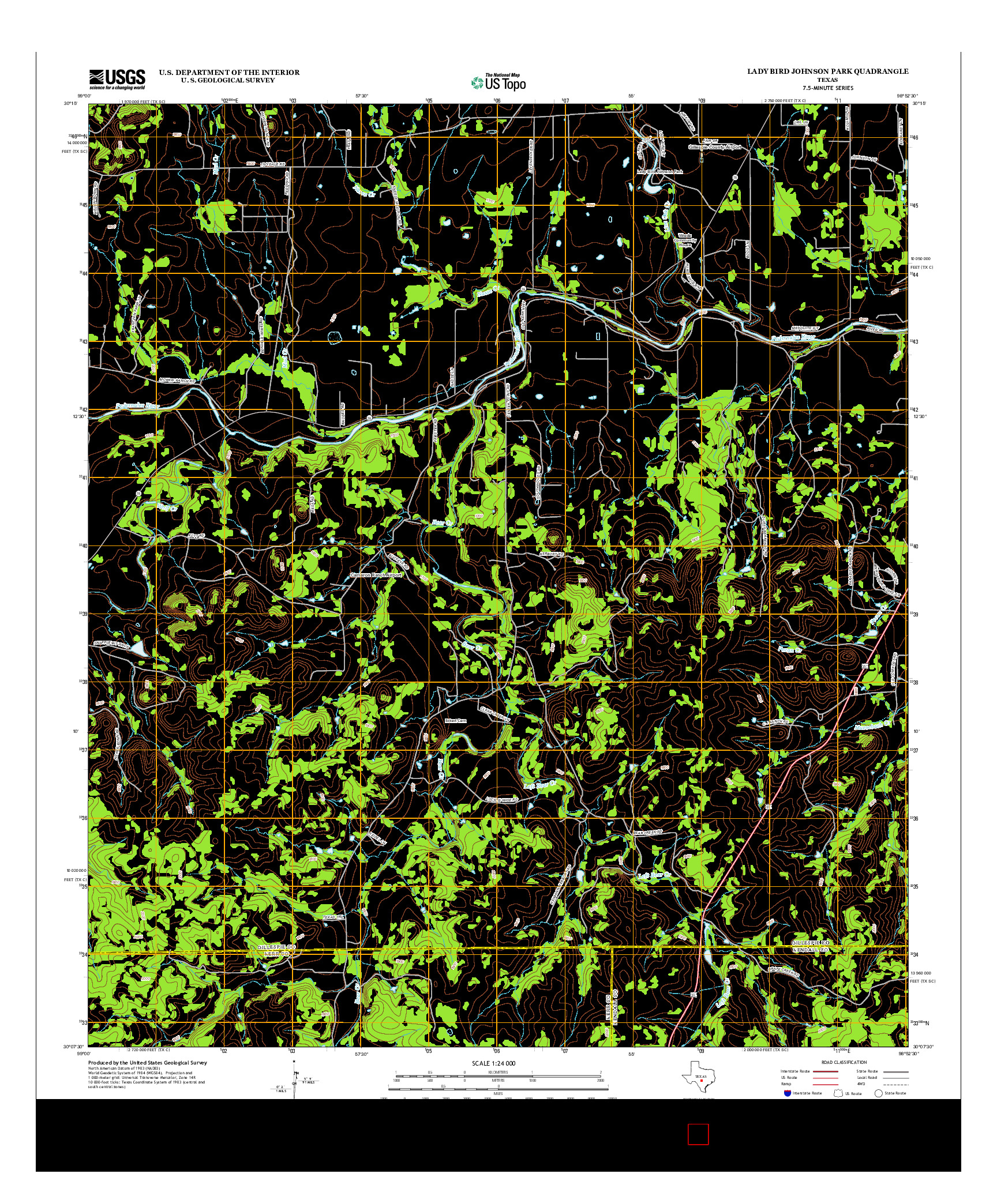 USGS US TOPO 7.5-MINUTE MAP FOR LADY BIRD JOHNSON PARK, TX 2012