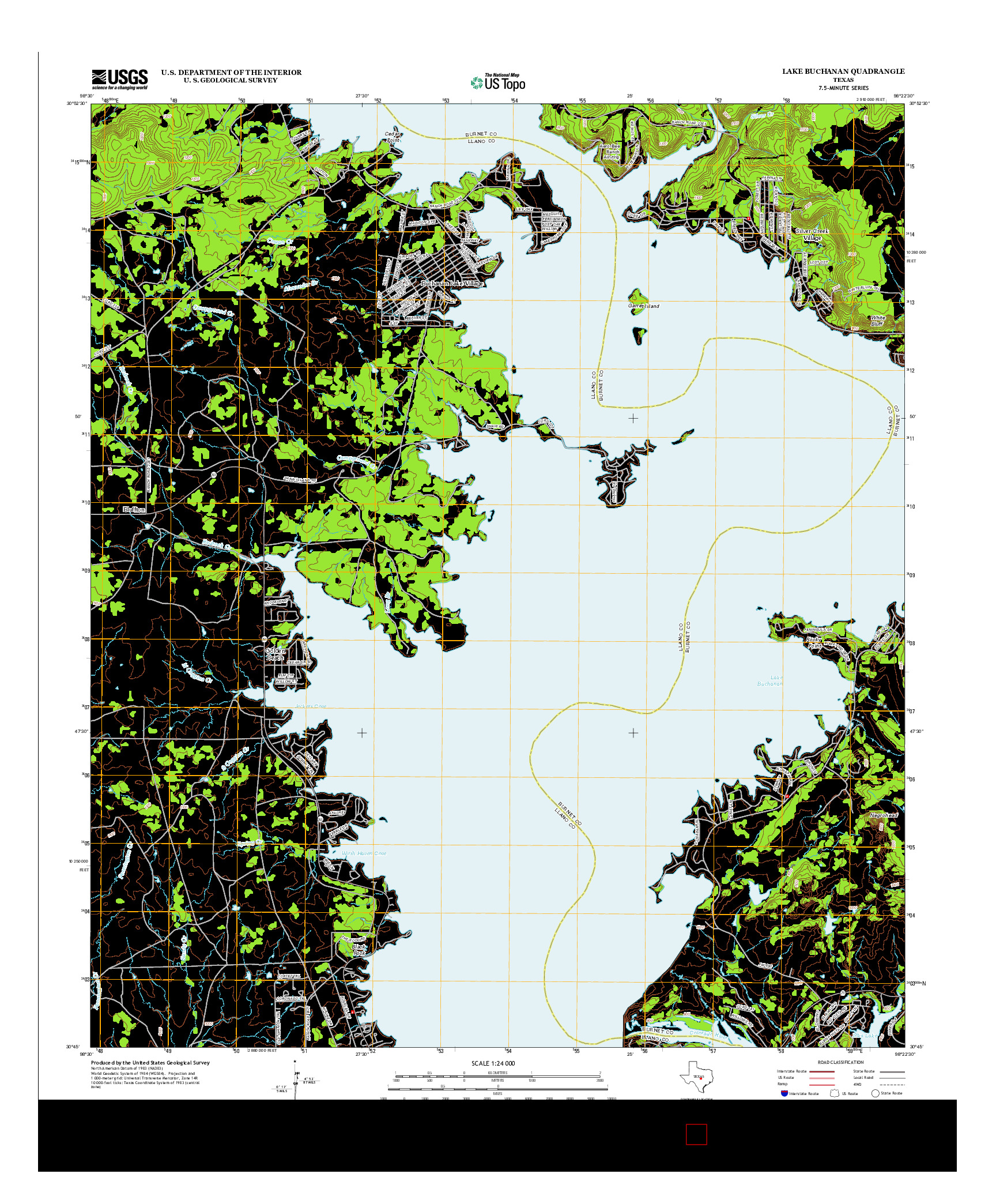 USGS US TOPO 7.5-MINUTE MAP FOR LAKE BUCHANAN, TX 2012