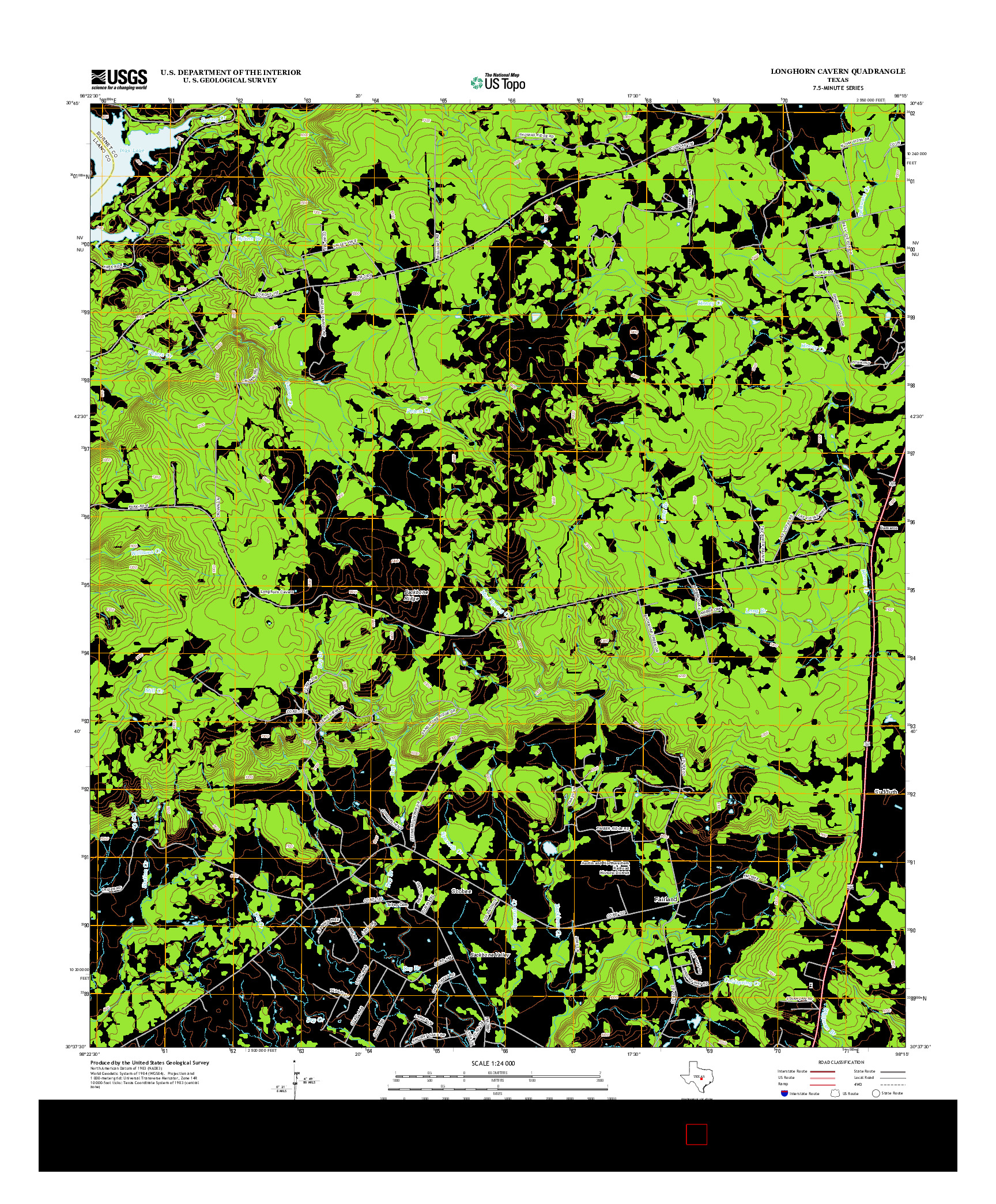 USGS US TOPO 7.5-MINUTE MAP FOR LONGHORN CAVERN, TX 2012
