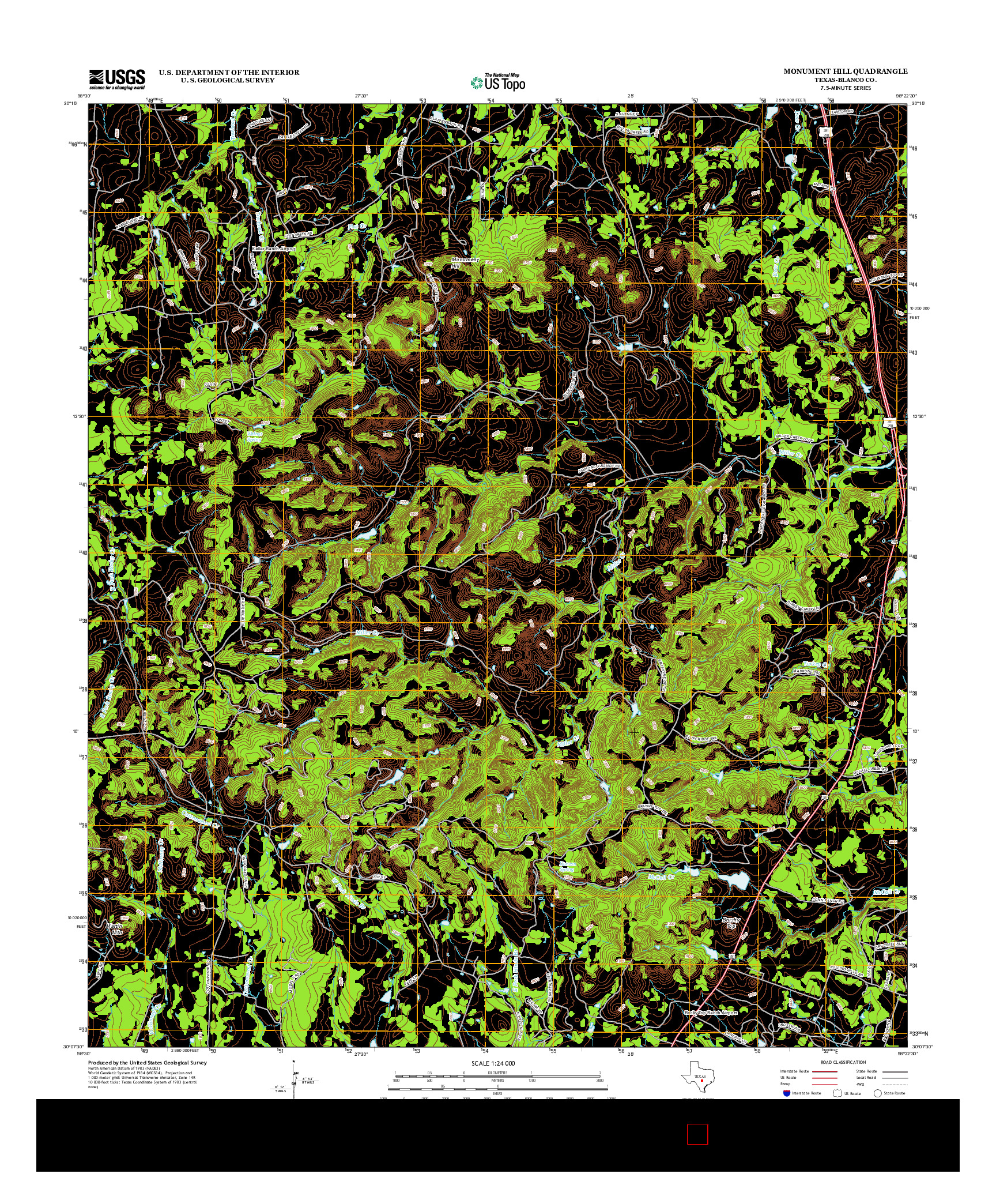 USGS US TOPO 7.5-MINUTE MAP FOR MONUMENT HILL, TX 2012