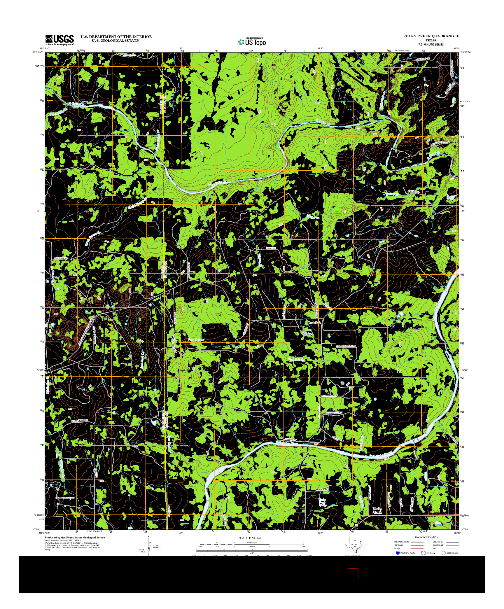 USGS US TOPO 7.5-MINUTE MAP FOR ROCKY CREEK, TX 2012