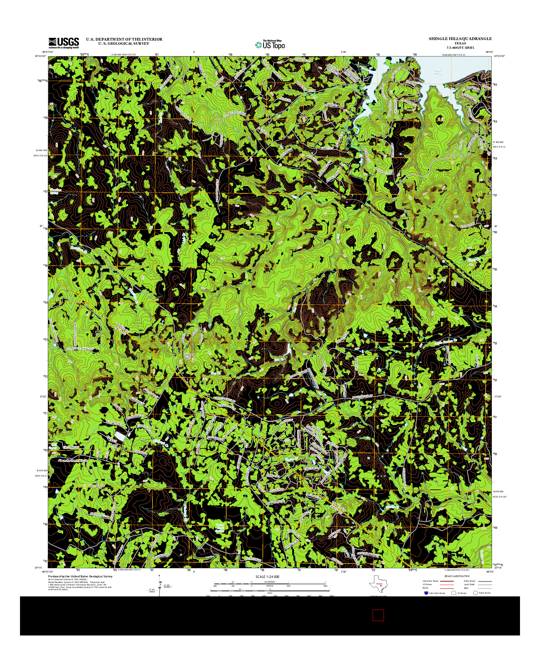 USGS US TOPO 7.5-MINUTE MAP FOR SHINGLE HILLS, TX 2012