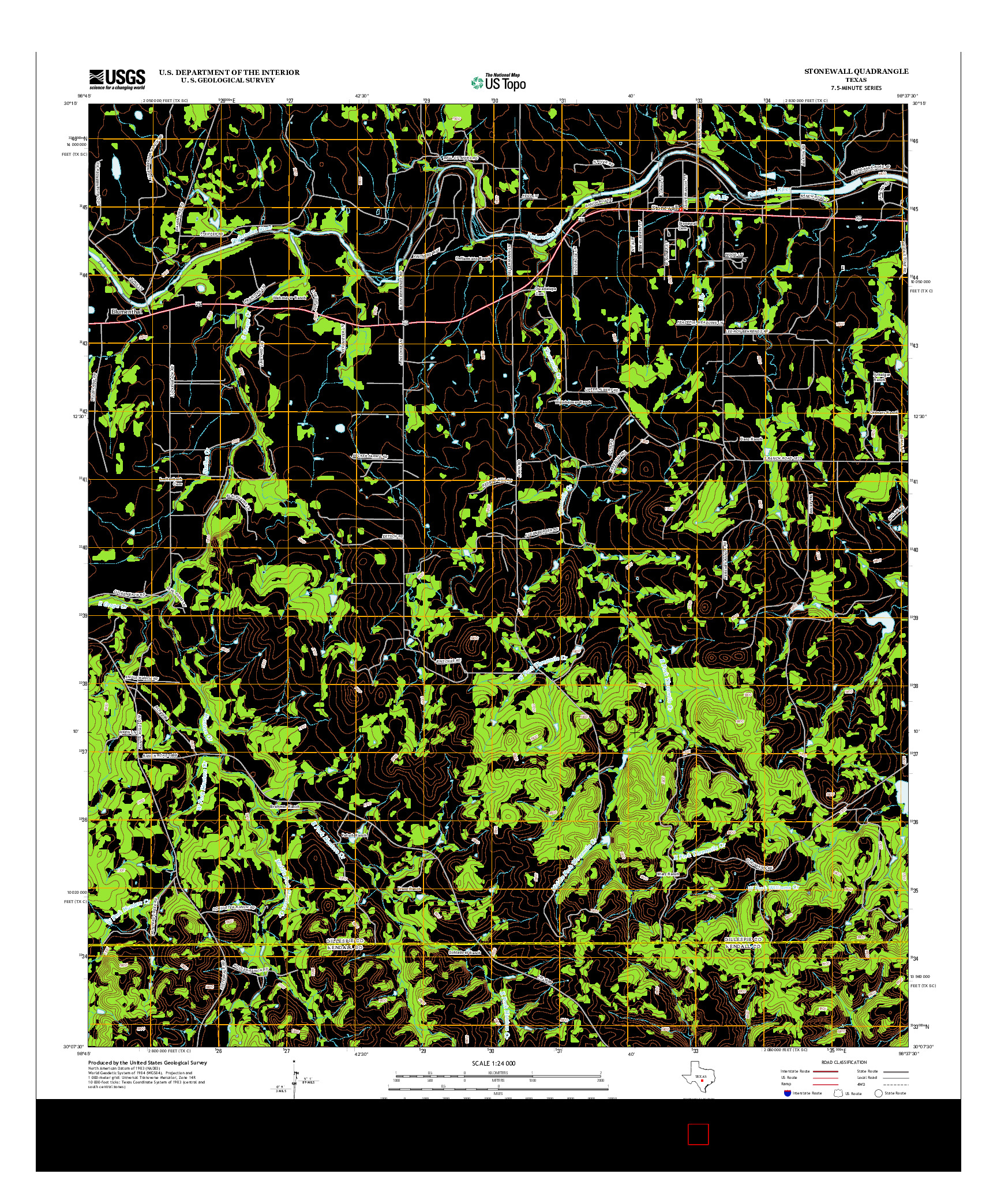 USGS US TOPO 7.5-MINUTE MAP FOR STONEWALL, TX 2012