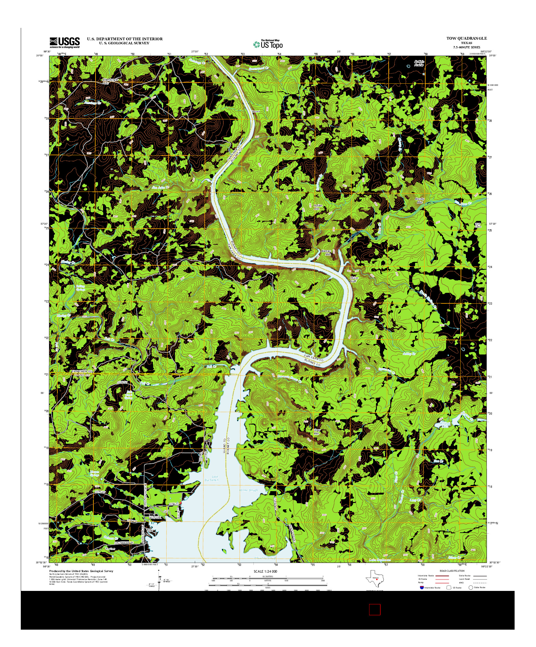 USGS US TOPO 7.5-MINUTE MAP FOR TOW, TX 2012