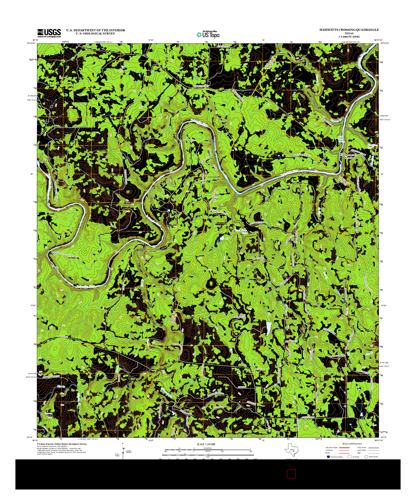 USGS US TOPO 7.5-MINUTE MAP FOR HAMMETTS CROSSING, TX 2012