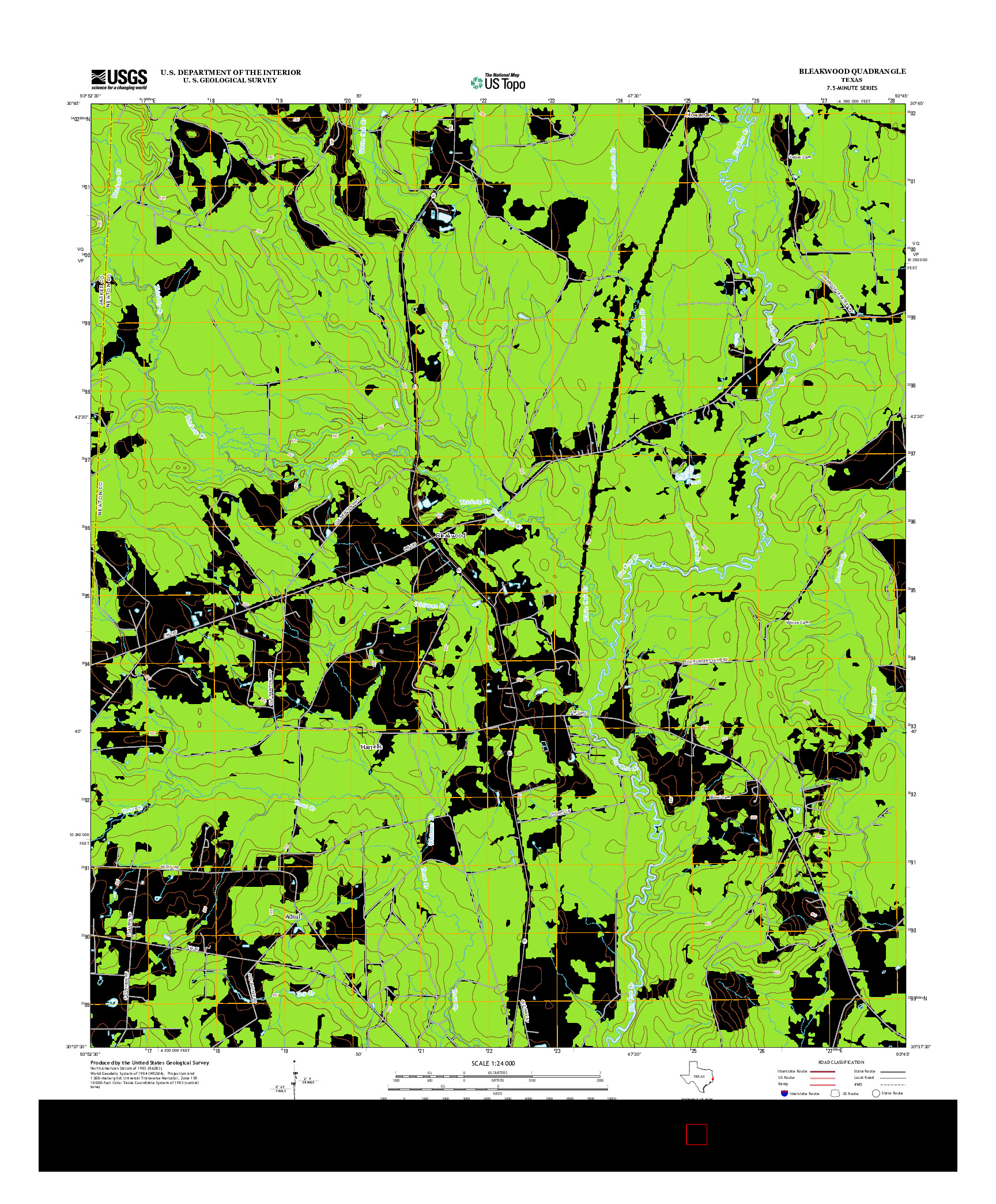 USGS US TOPO 7.5-MINUTE MAP FOR BLEAKWOOD, TX 2012