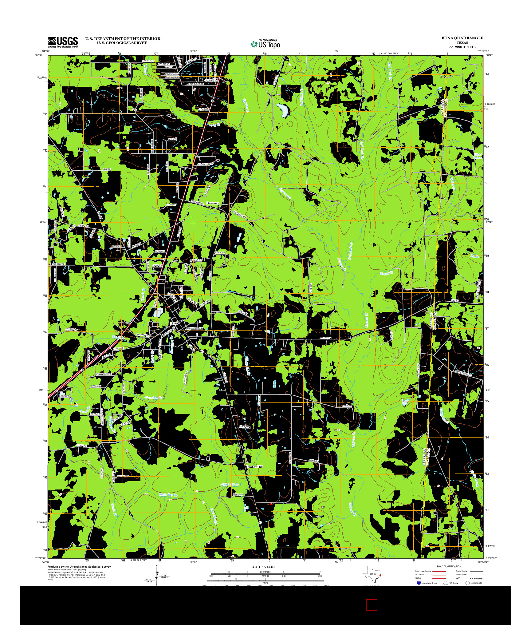 USGS US TOPO 7.5-MINUTE MAP FOR BUNA, TX 2012