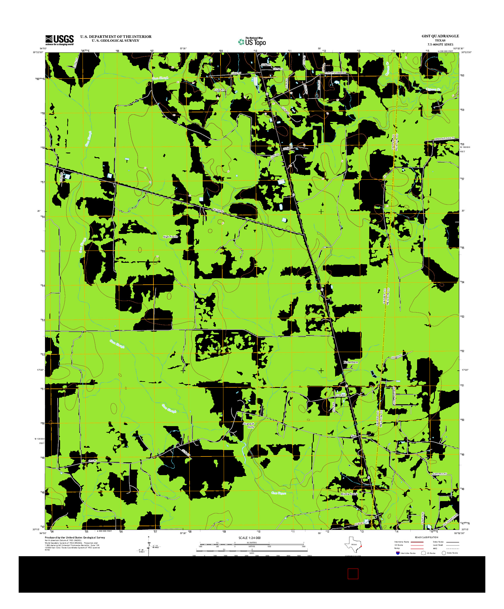 USGS US TOPO 7.5-MINUTE MAP FOR GIST, TX 2012