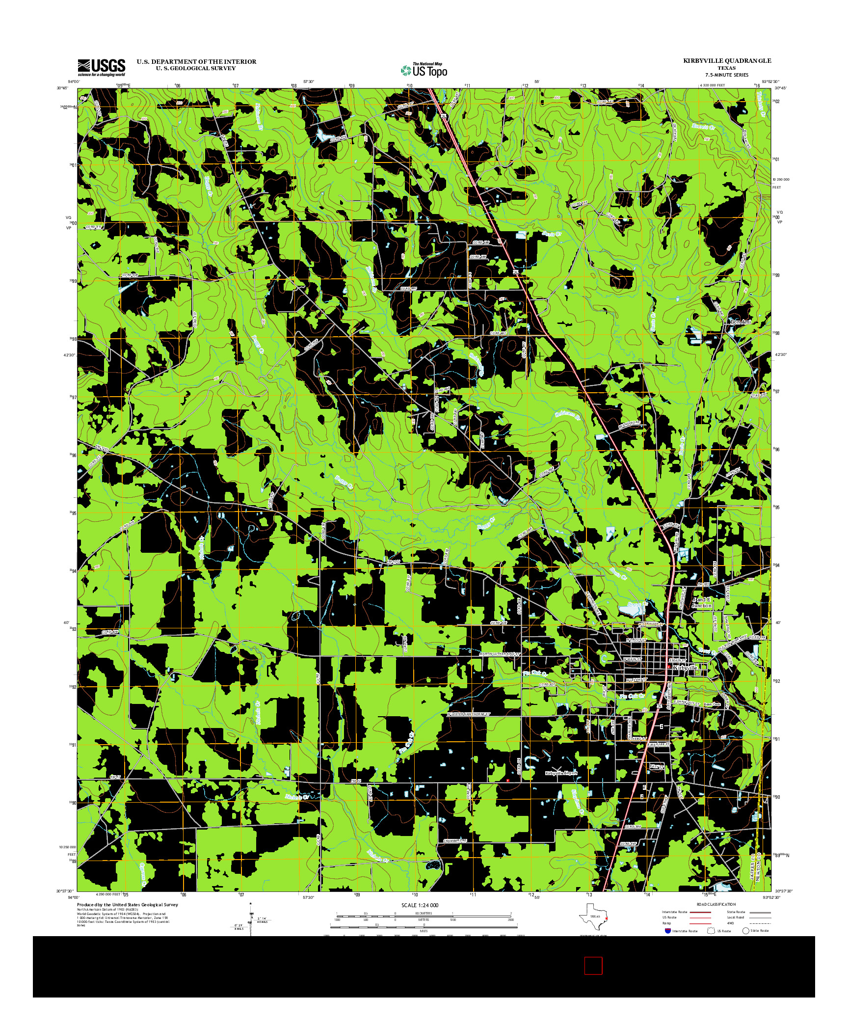 USGS US TOPO 7.5-MINUTE MAP FOR KIRBYVILLE, TX 2012