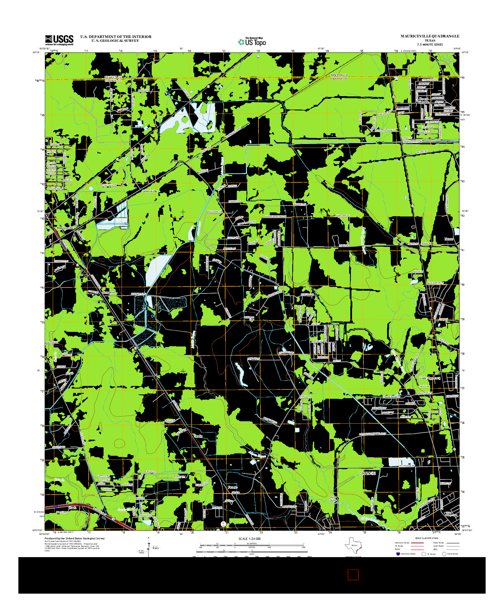 USGS US TOPO 7.5-MINUTE MAP FOR MAURICEVILLE, TX 2012