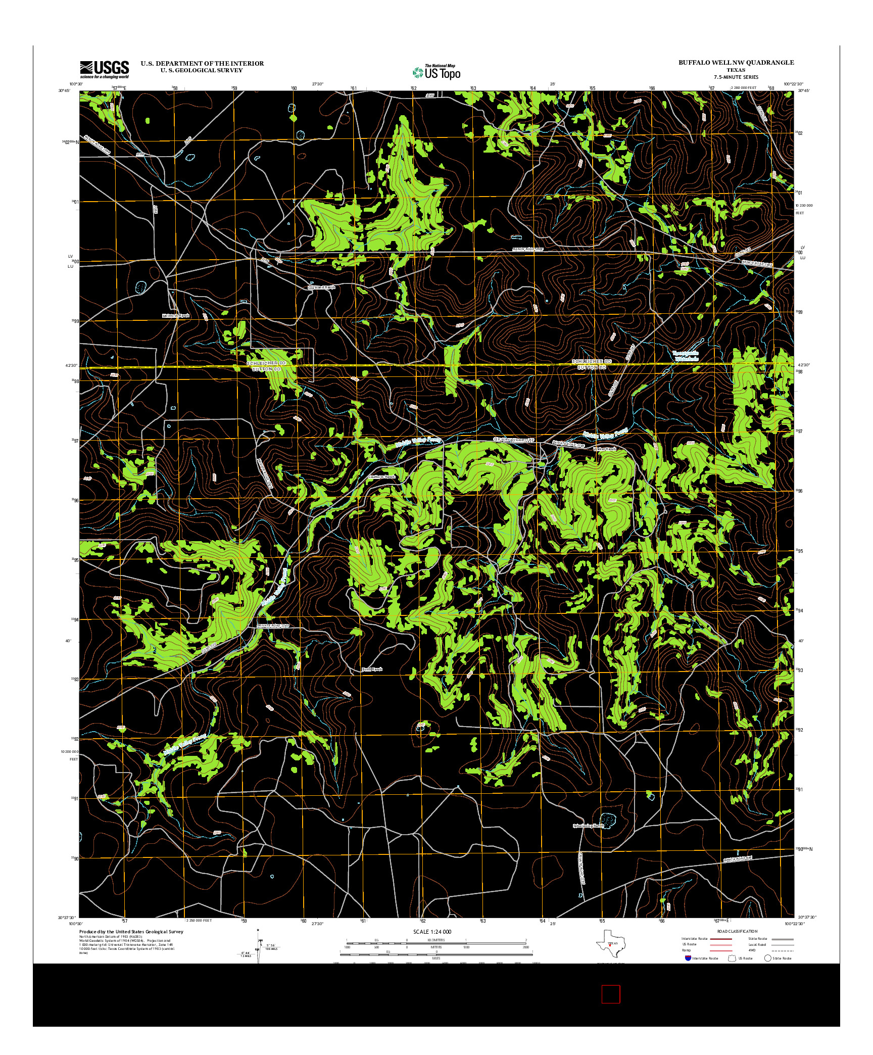 USGS US TOPO 7.5-MINUTE MAP FOR BUFFALO WELL NW, TX 2012