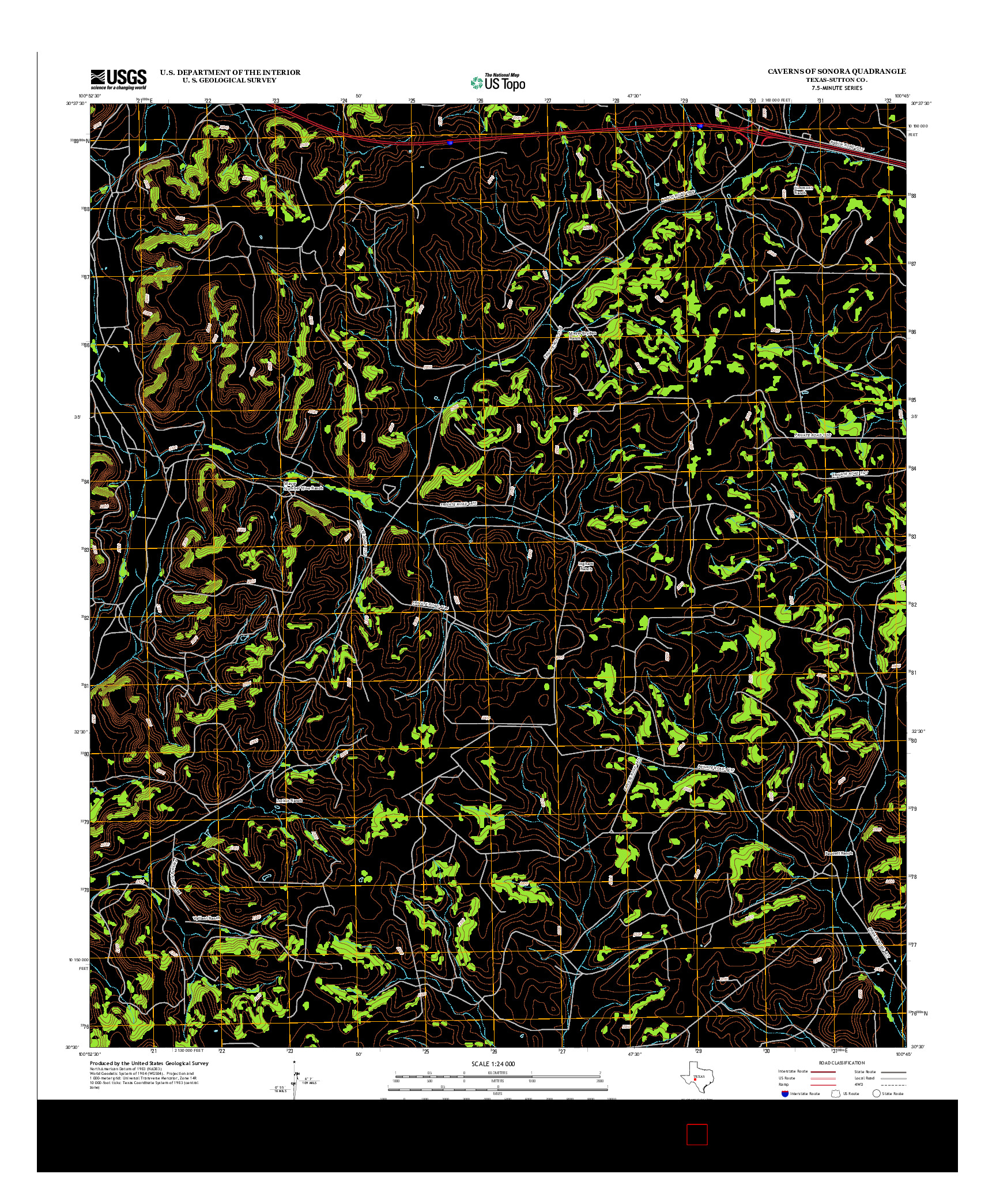 USGS US TOPO 7.5-MINUTE MAP FOR CAVERNS OF SONORA, TX 2012