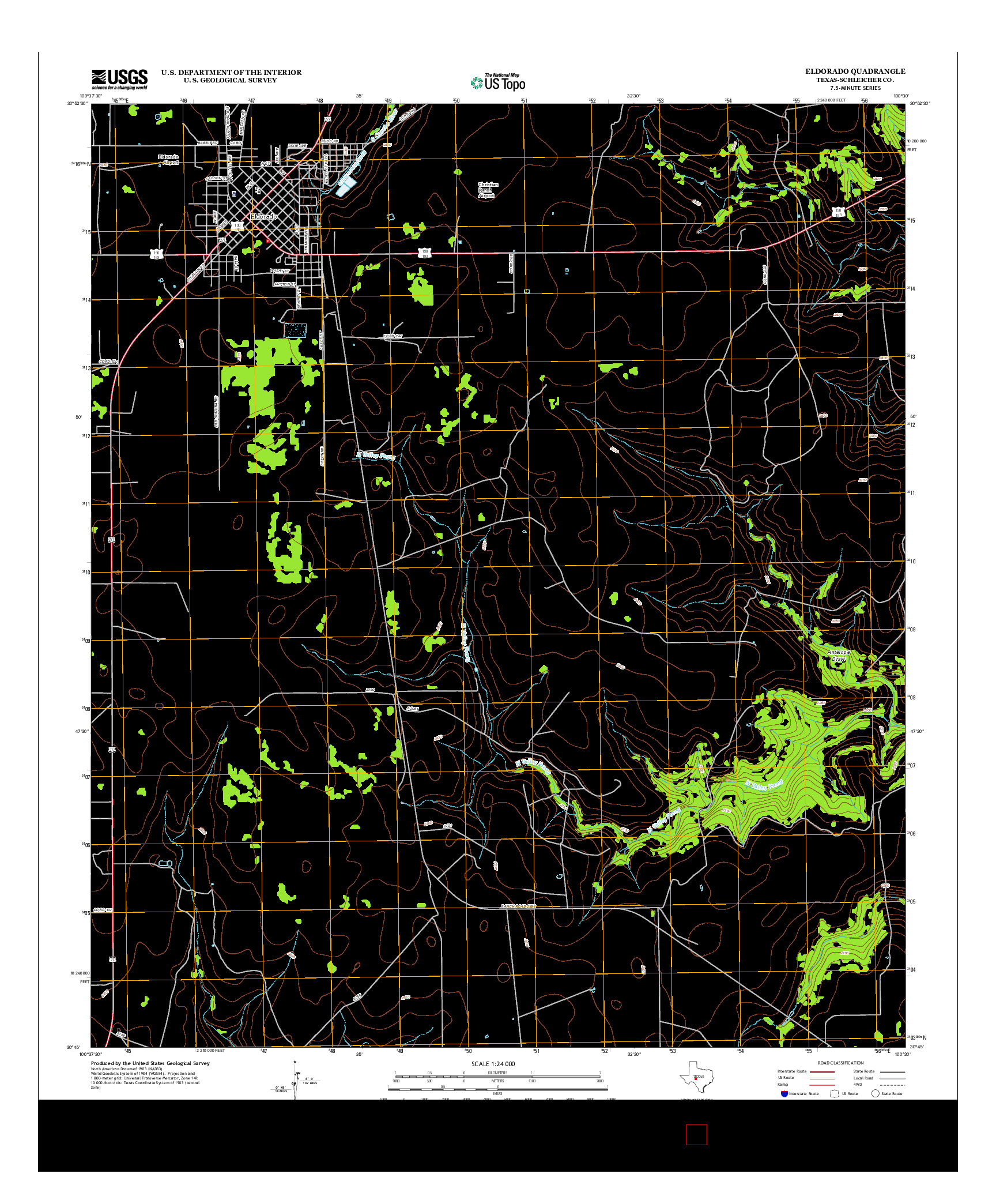 USGS US TOPO 7.5-MINUTE MAP FOR ELDORADO, TX 2012