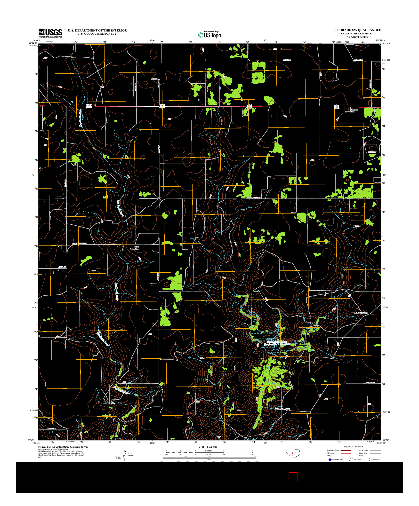 USGS US TOPO 7.5-MINUTE MAP FOR ELDORADO SW, TX 2012