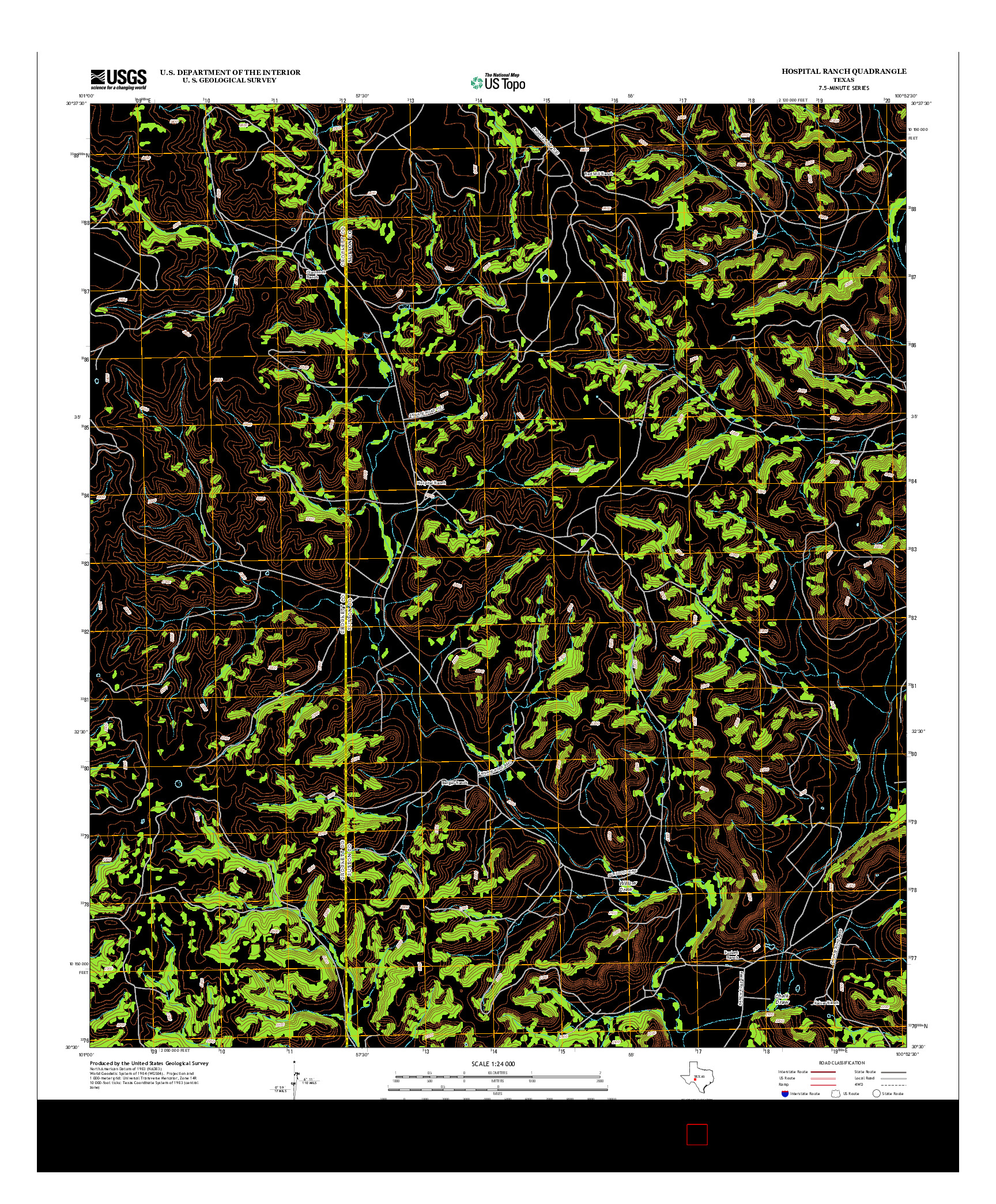 USGS US TOPO 7.5-MINUTE MAP FOR HOSPITAL RANCH, TX 2012