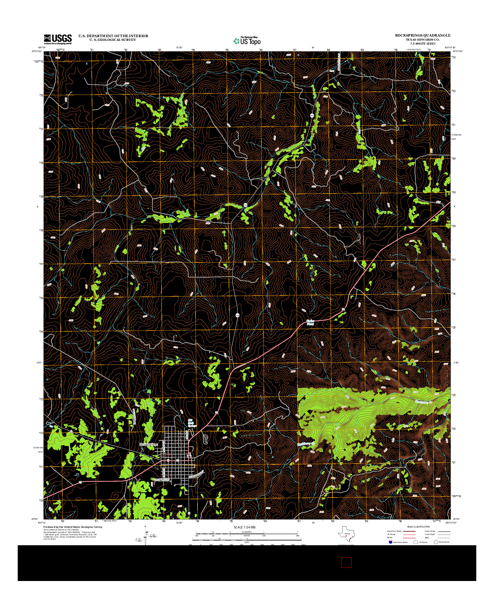 USGS US TOPO 7.5-MINUTE MAP FOR ROCKSPRINGS, TX 2012