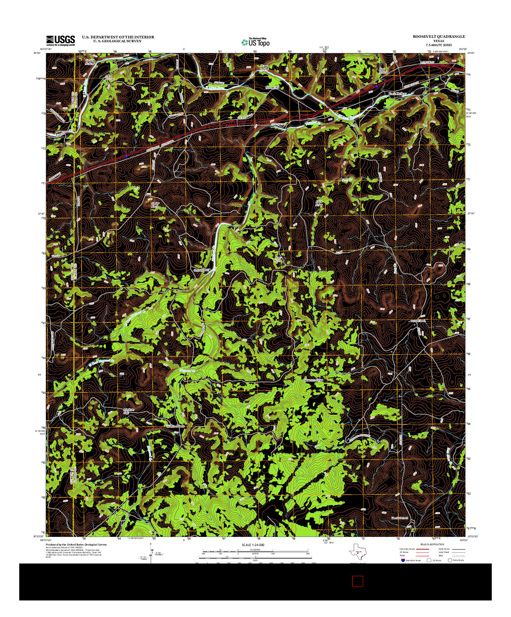 USGS US TOPO 7.5-MINUTE MAP FOR ROOSEVELT, TX 2012